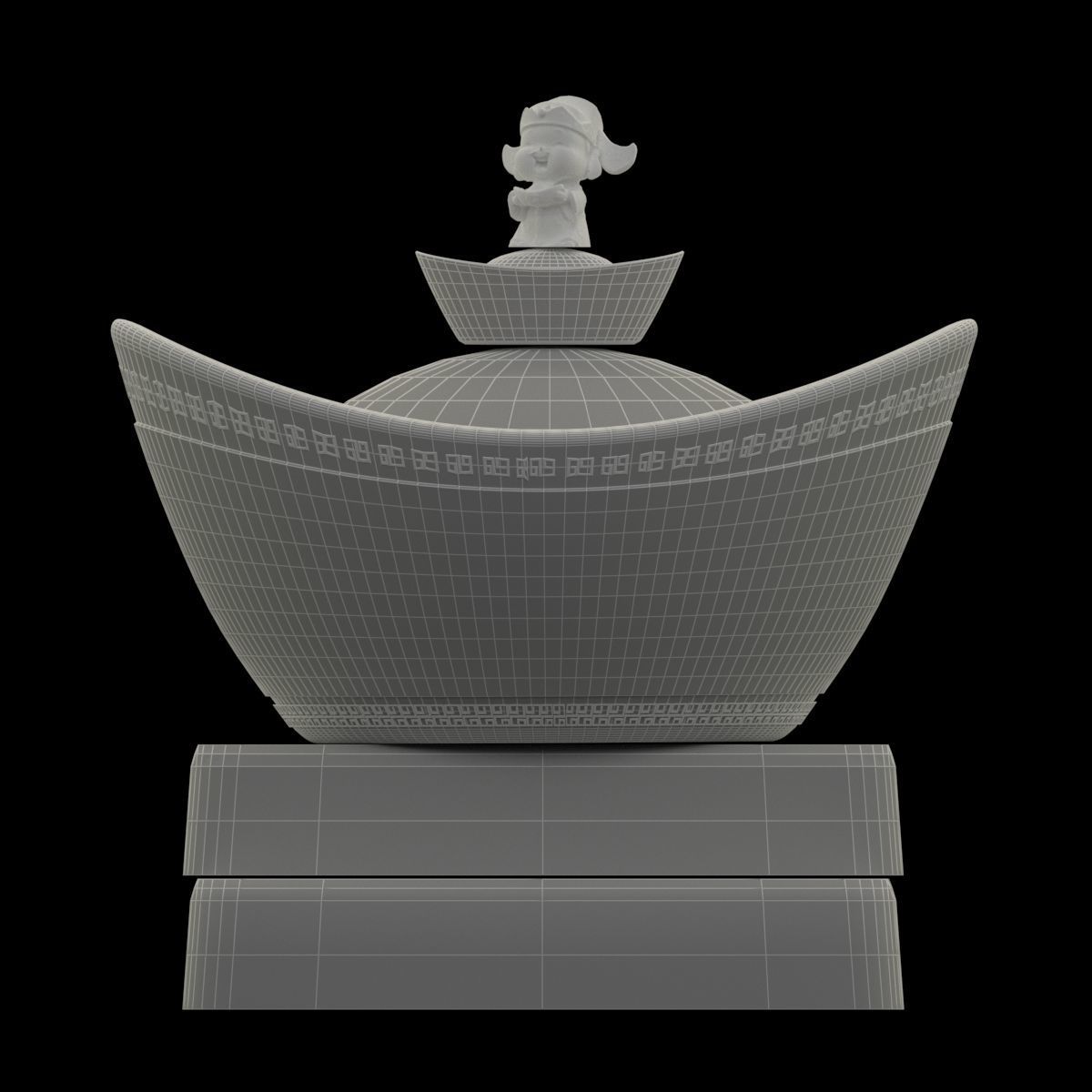 Chinese Gold Ingot 3D model_5