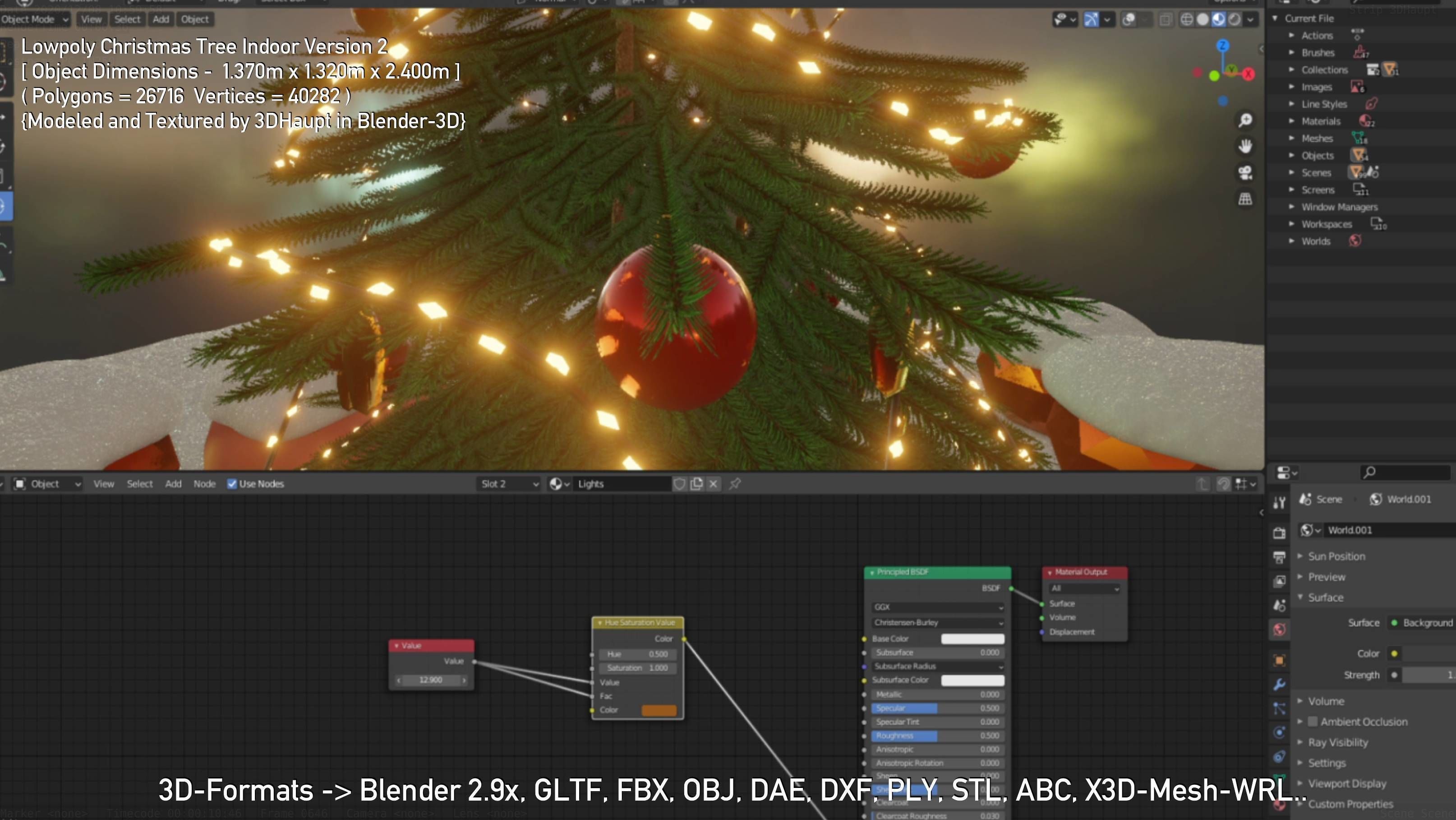 Lowpoly Christmas Tree Indoor Version Low-poly 3D model_42