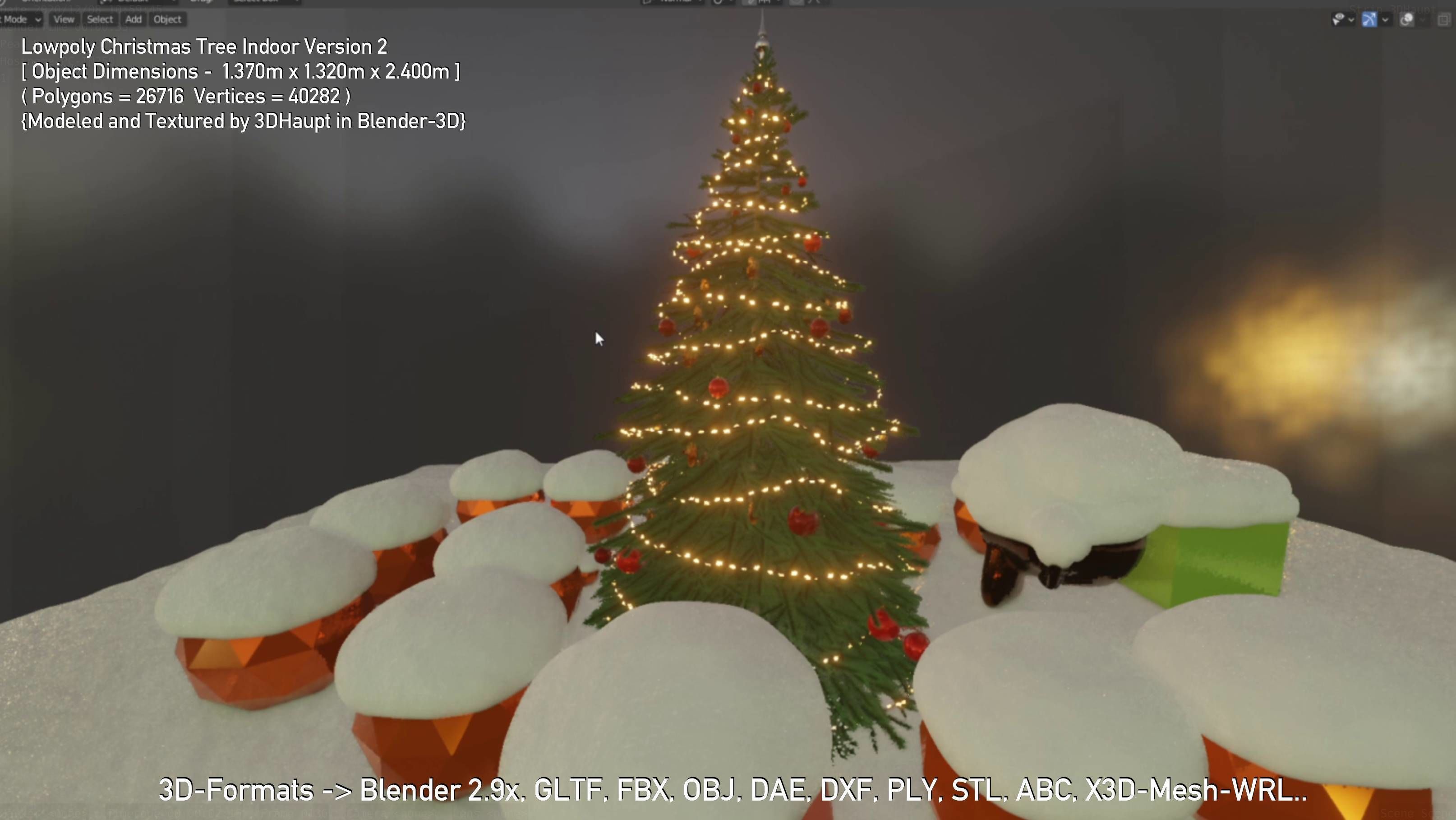 Lowpoly Christmas Tree Indoor Version Low-poly 3D model_97