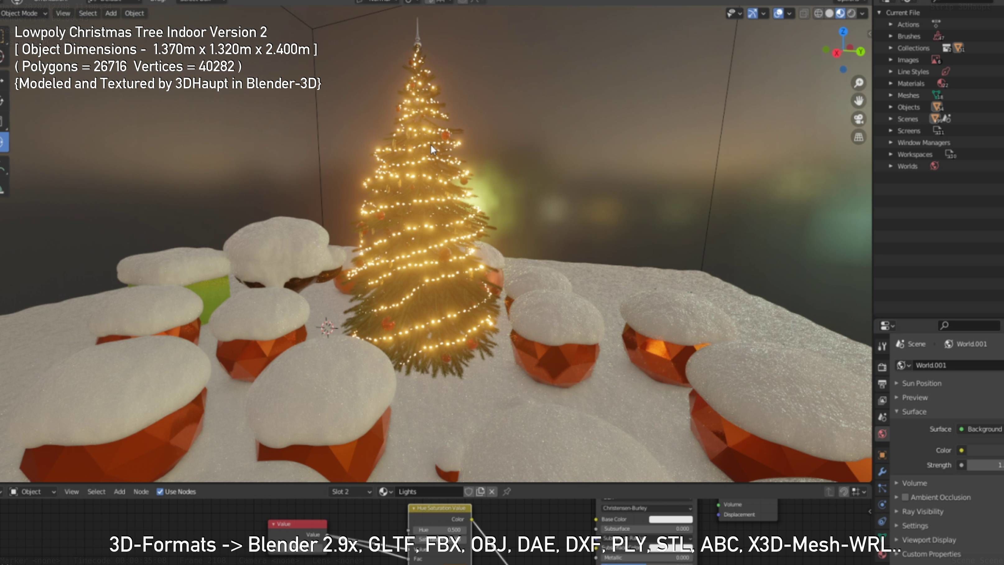 Lowpoly Christmas Tree Indoor Version Low-poly 3D model_125