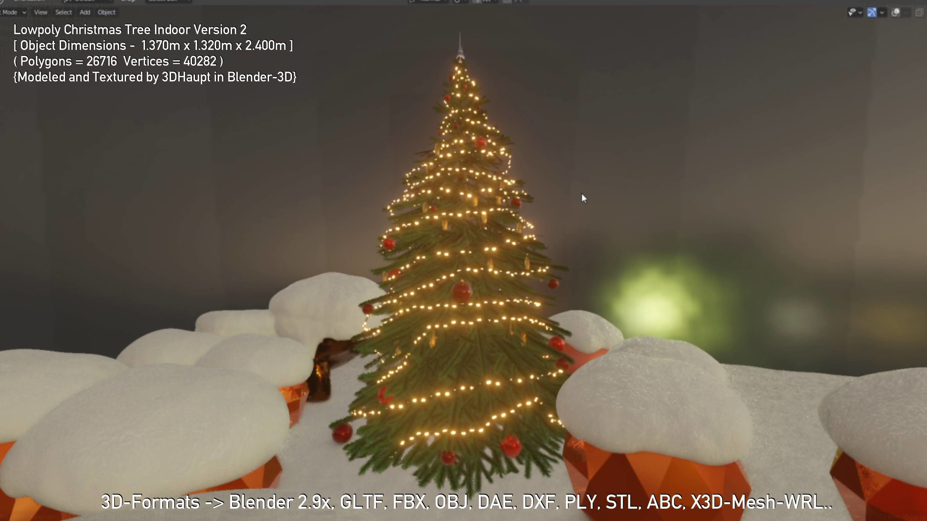 Lowpoly Christmas Tree Indoor Version Low-poly 3D model_62
