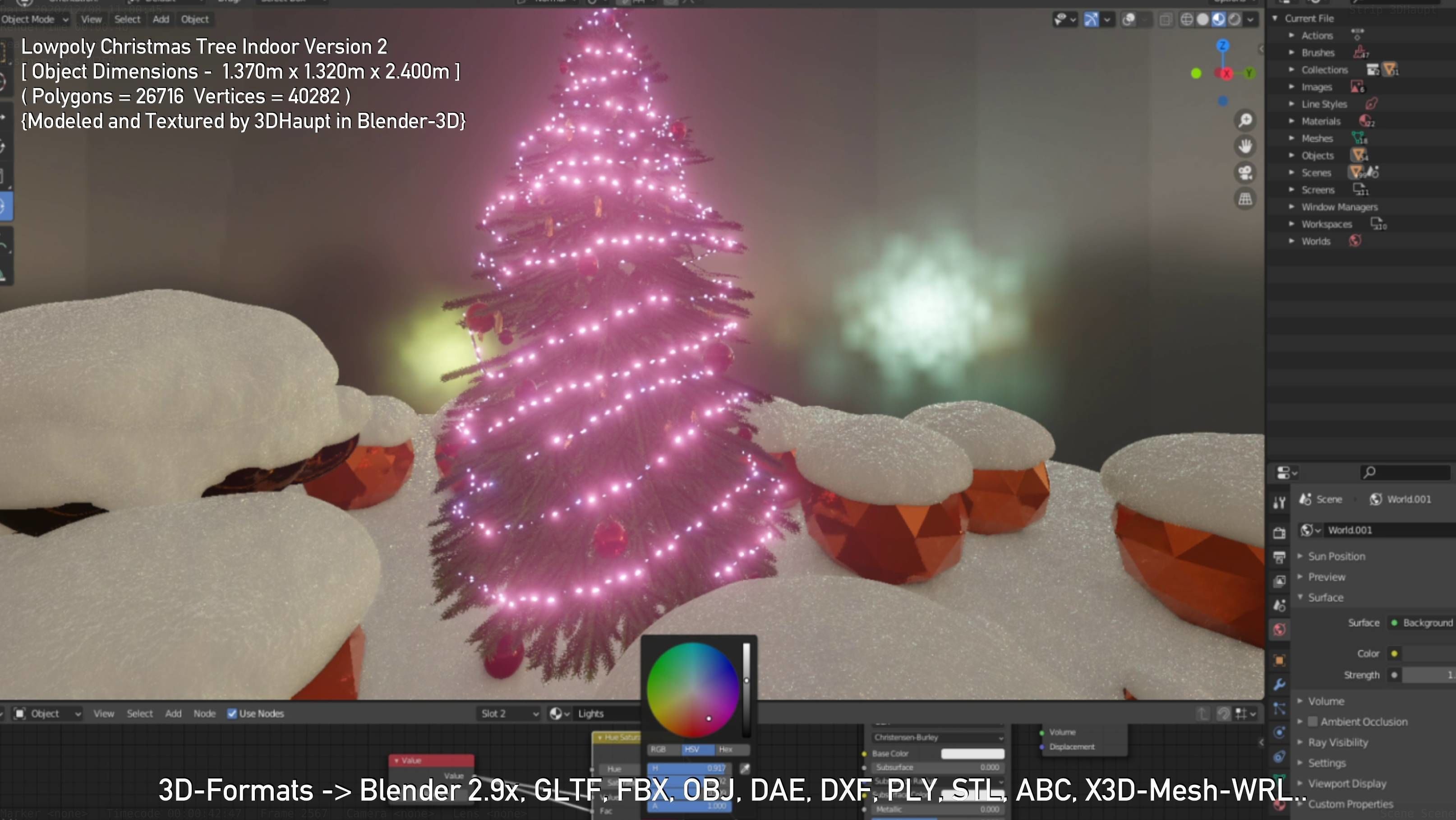 Lowpoly Christmas Tree Indoor Version Low-poly 3D model_33