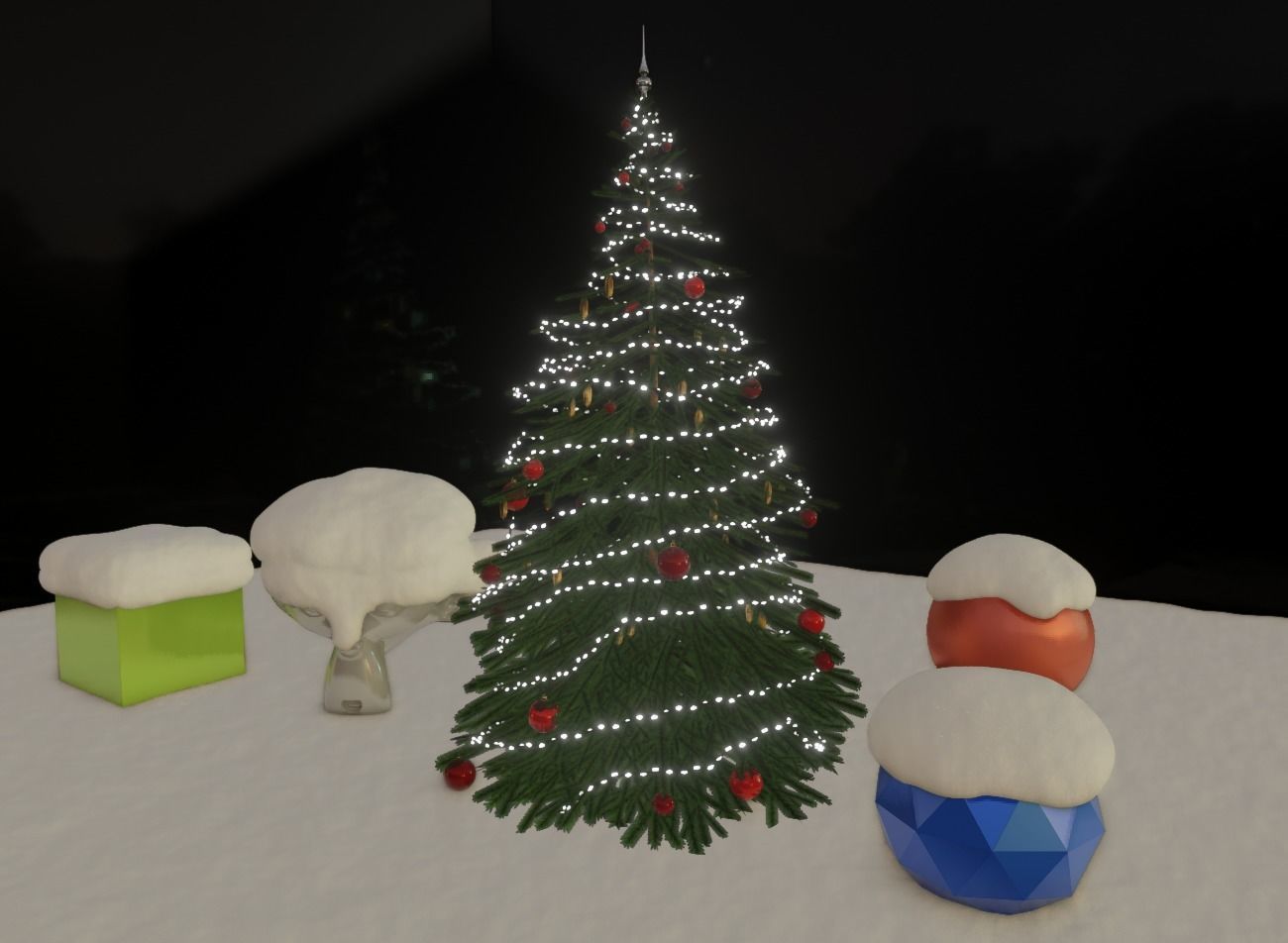 Lowpoly Christmas Tree Indoor Version Low-poly 3D model_19
