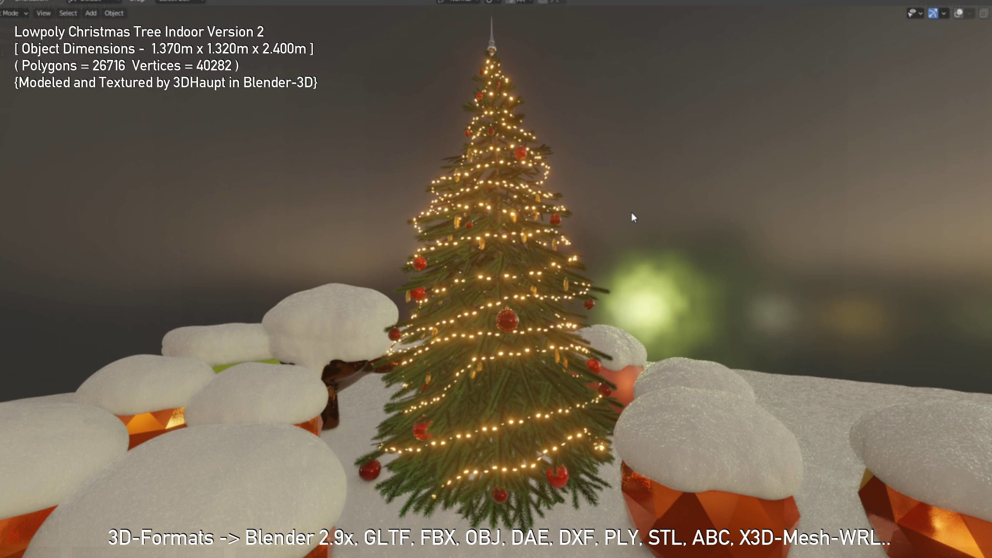 Lowpoly Christmas Tree Indoor Version Low-poly 3D model_98