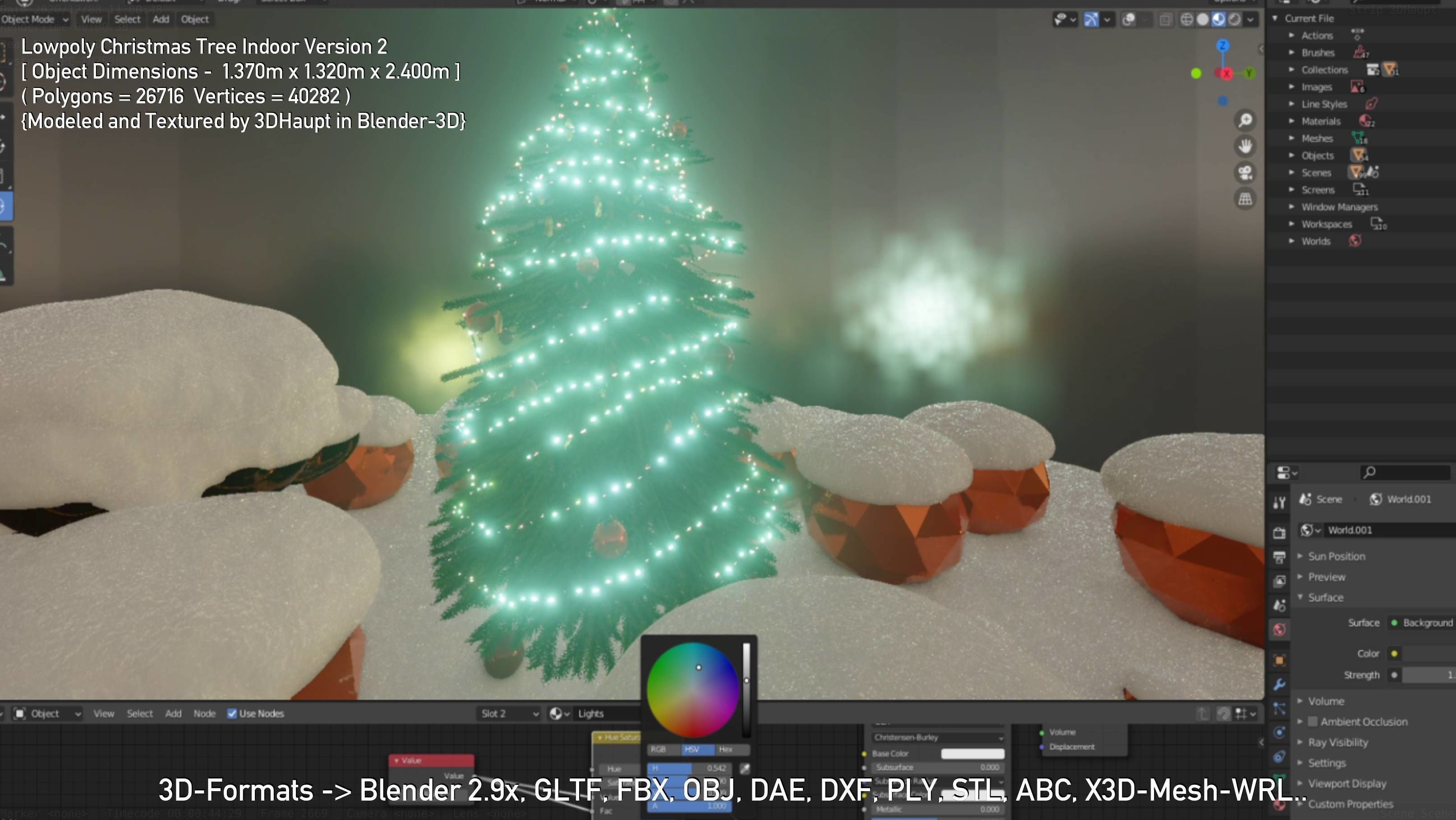 Lowpoly Christmas Tree Indoor Version Low-poly 3D model_129