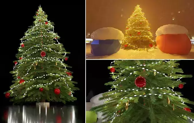 Lowpoly Christmas Tree Indoor Version Low-poly 3D model