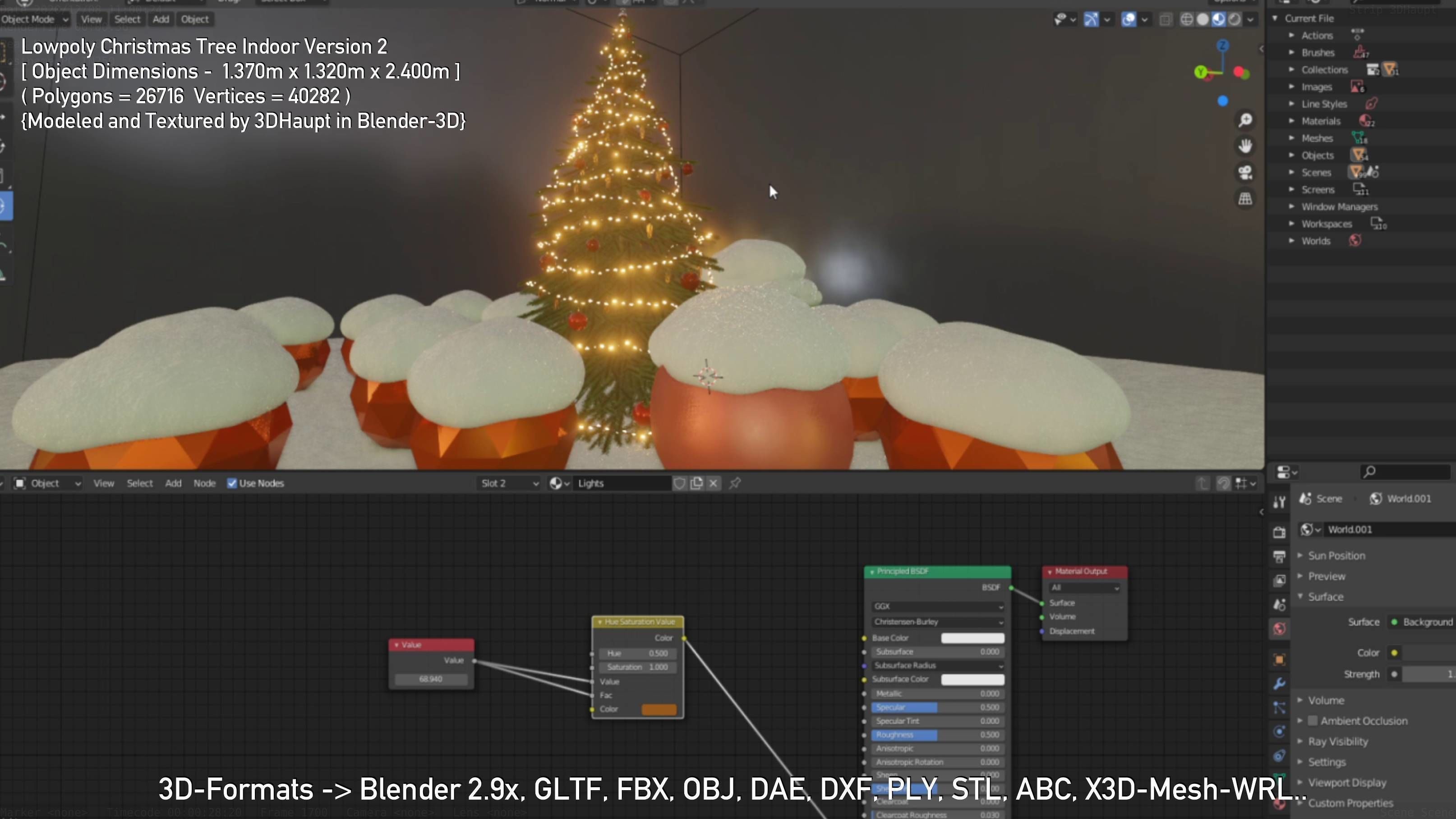 Lowpoly Christmas Tree Indoor Version Low-poly 3D model_24