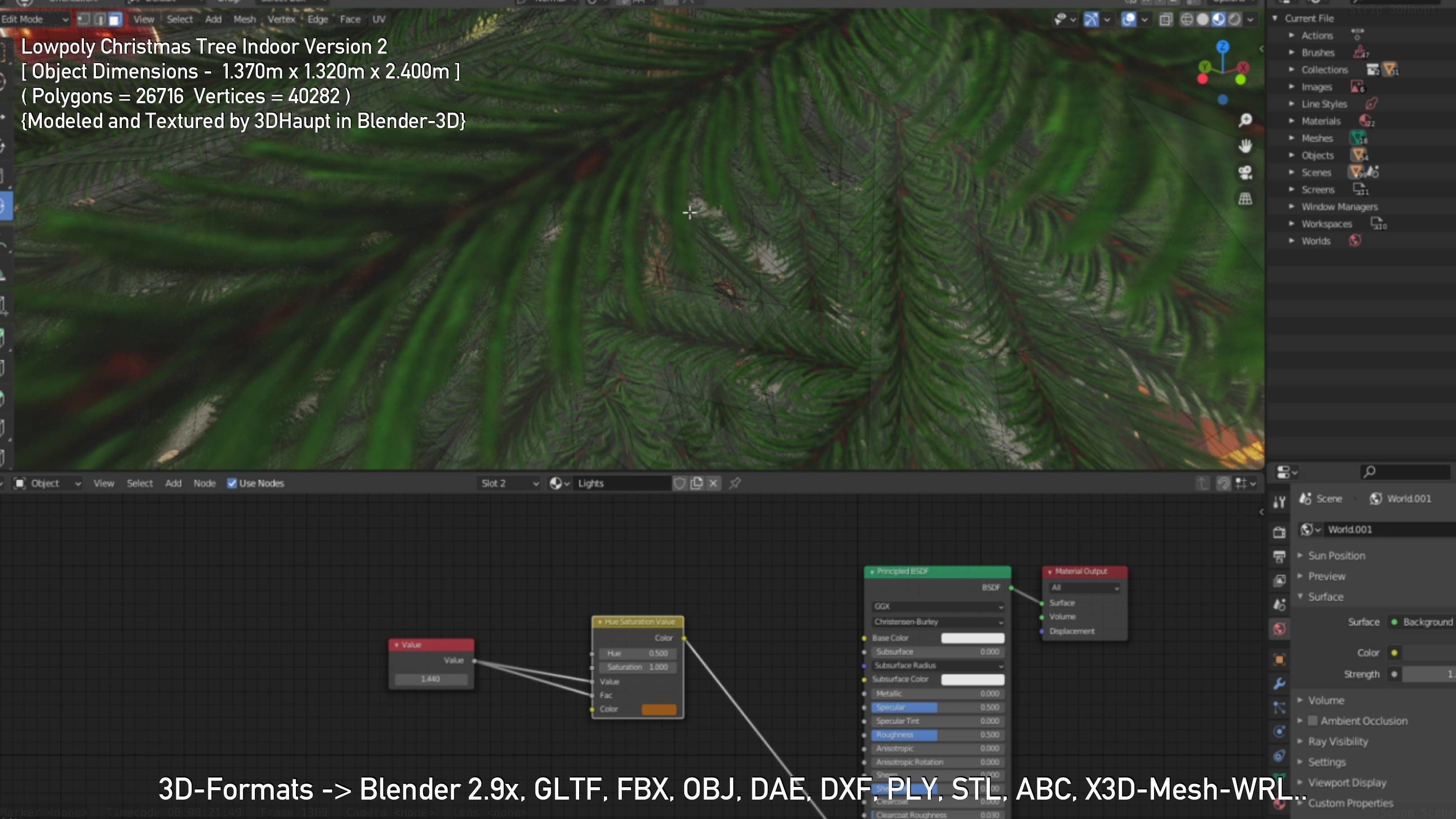 Lowpoly Christmas Tree Indoor Version Low-poly 3D model_123