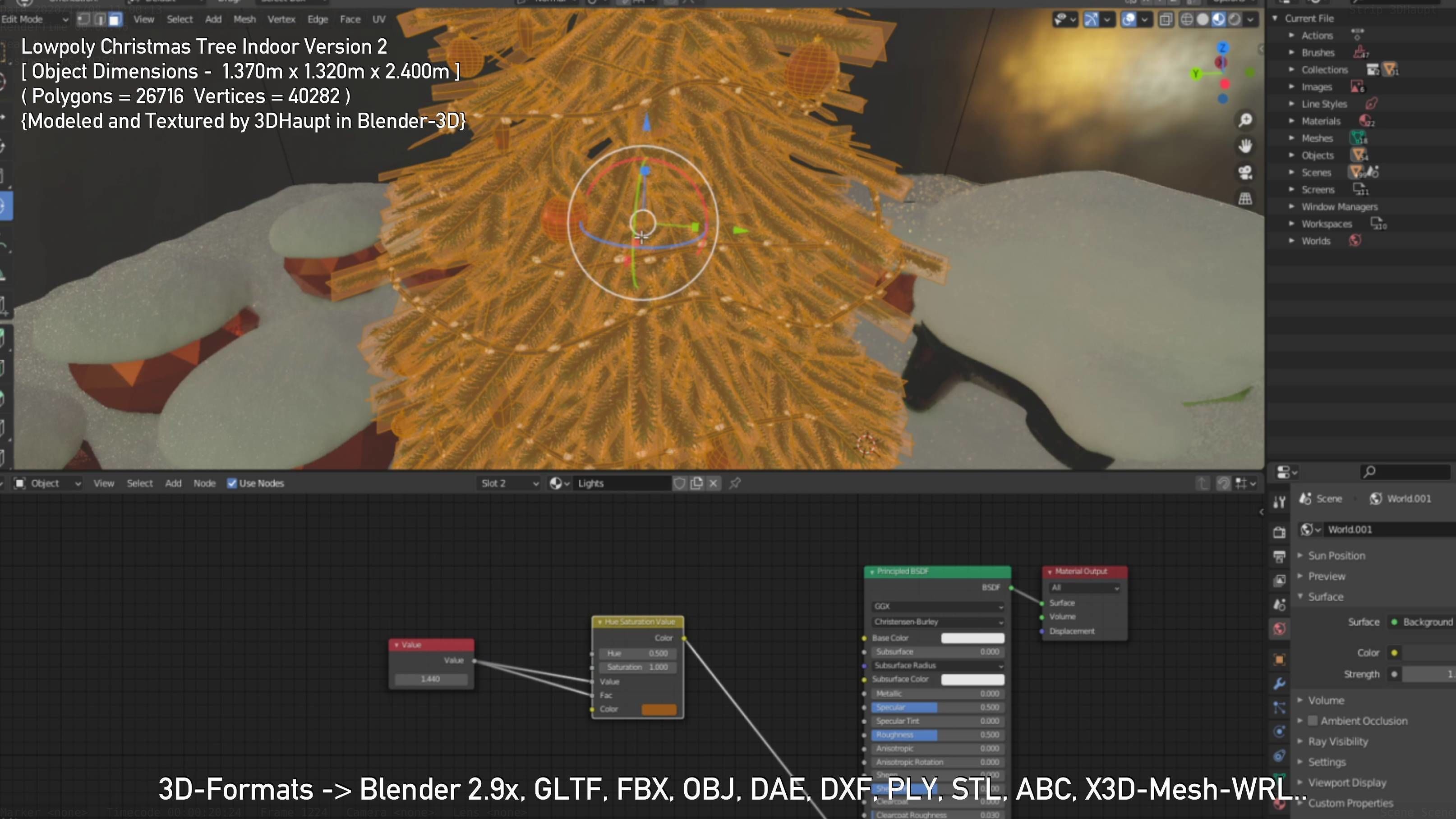Lowpoly Christmas Tree Indoor Version Low-poly 3D model_128