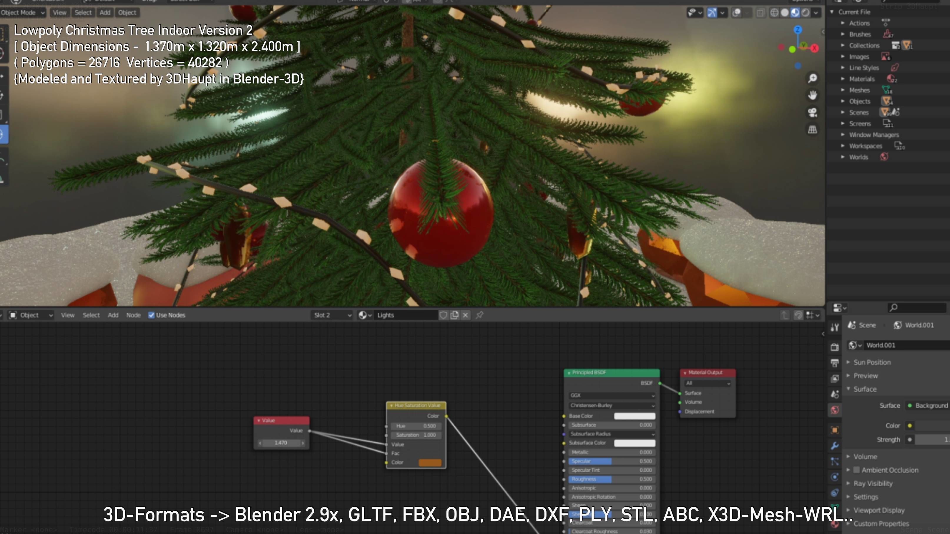 Lowpoly Christmas Tree Indoor Version Low-poly 3D model_133