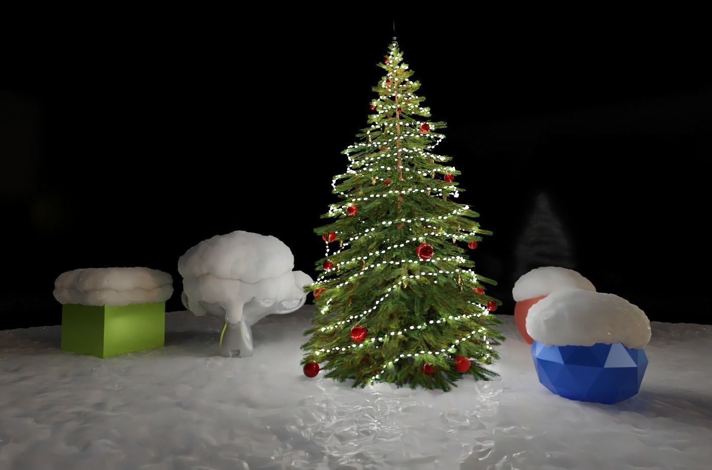 Lowpoly Christmas Tree Indoor Version Low-poly 3D model_4
