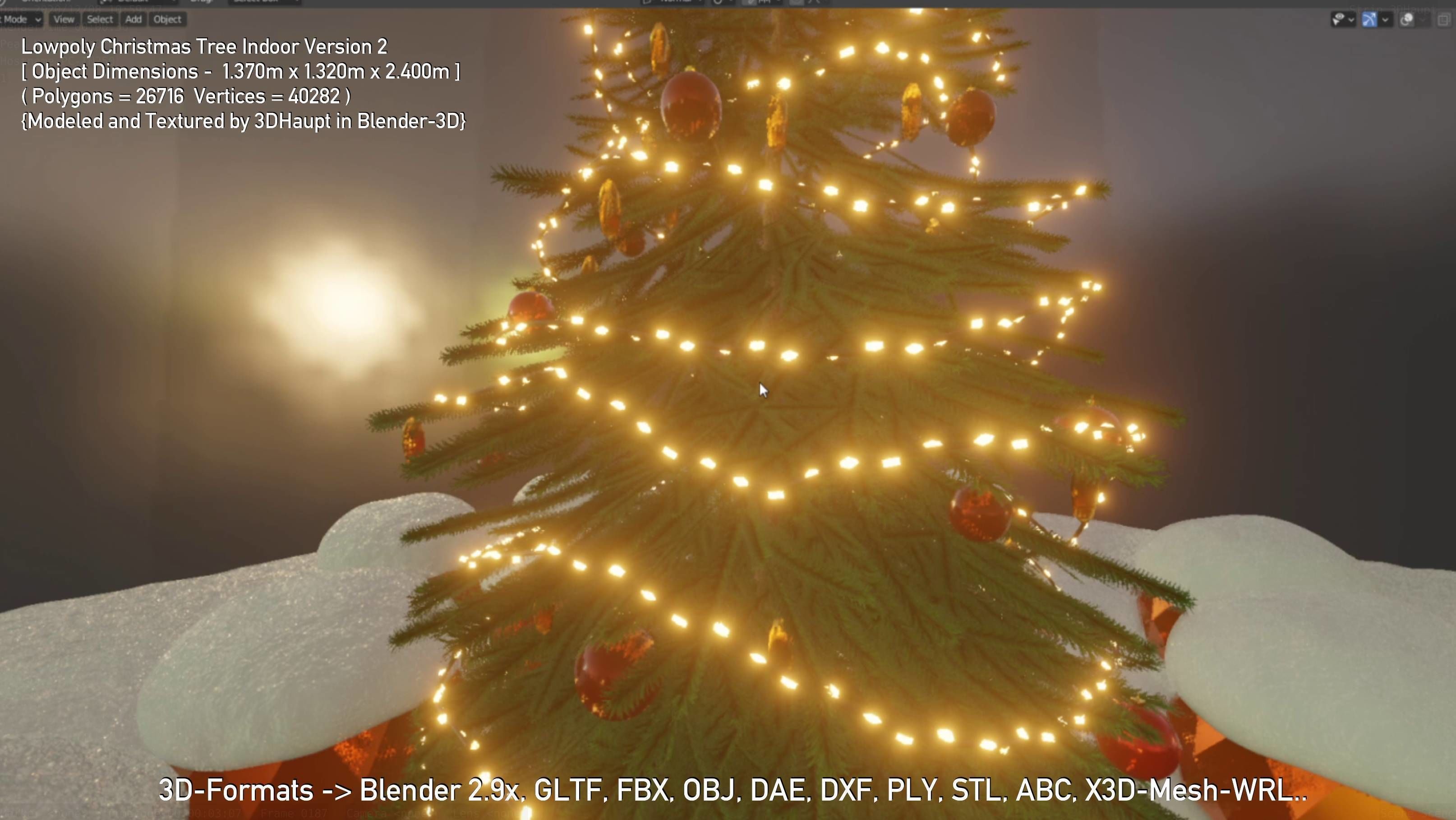 Lowpoly Christmas Tree Indoor Version Low-poly 3D model_38