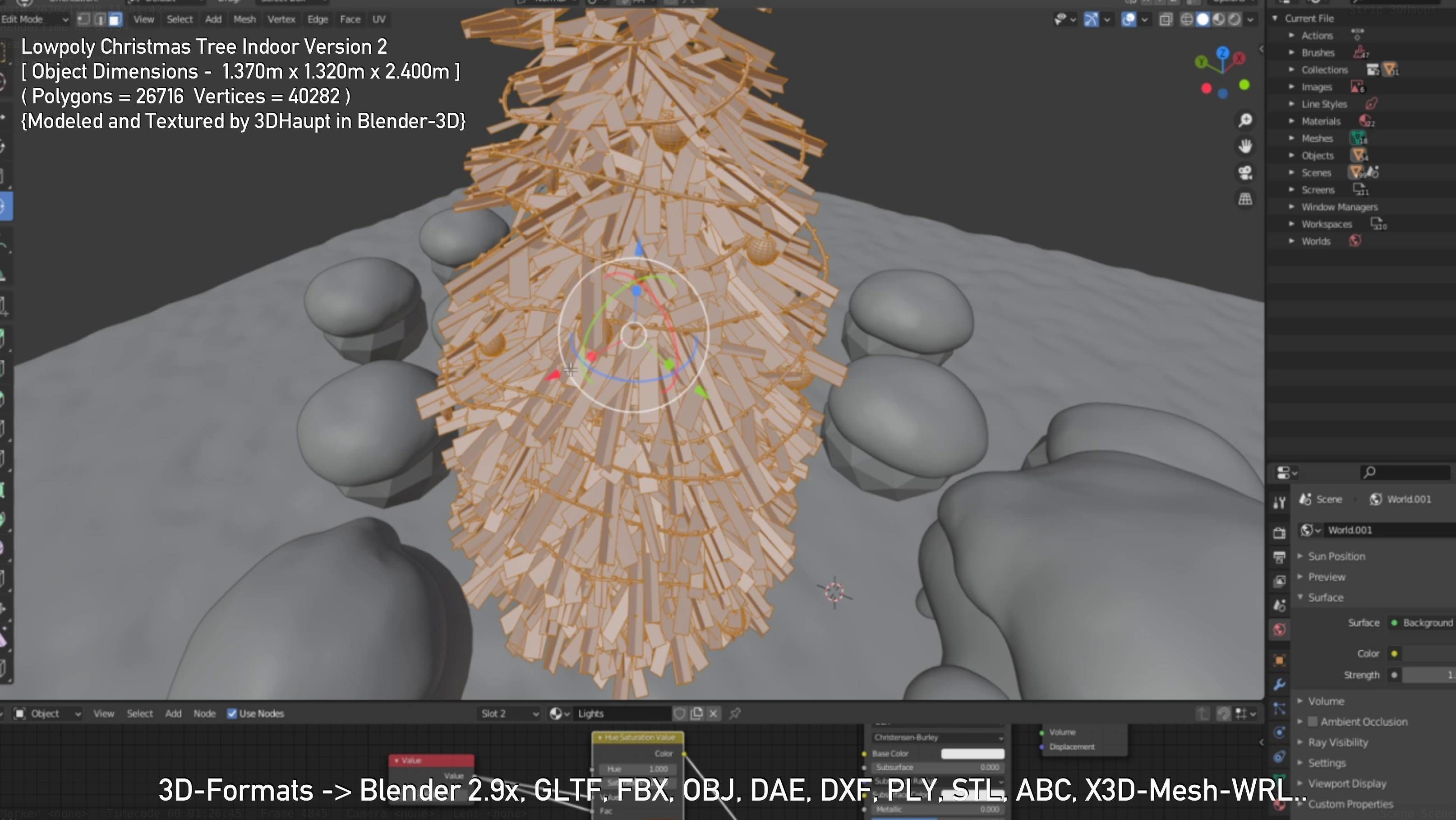 Lowpoly Christmas Tree Indoor Version Low-poly 3D model_135