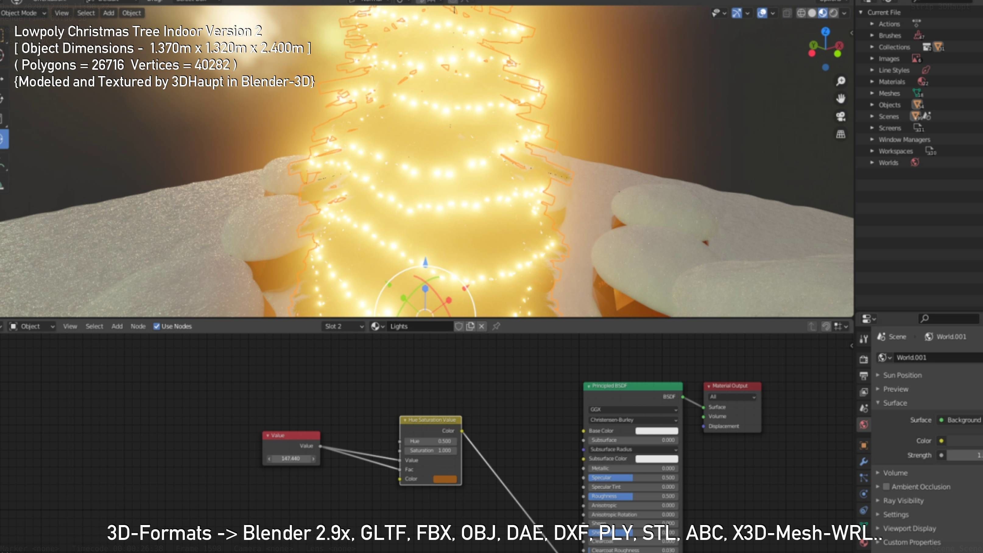 Lowpoly Christmas Tree Indoor Version Low-poly 3D model_47