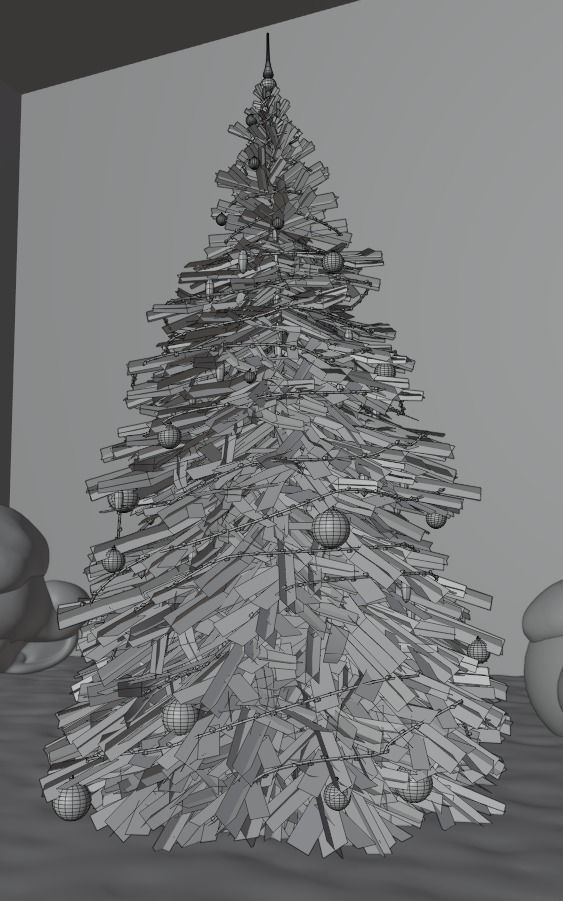 Lowpoly Christmas Tree Indoor Version Low-poly 3D model_3