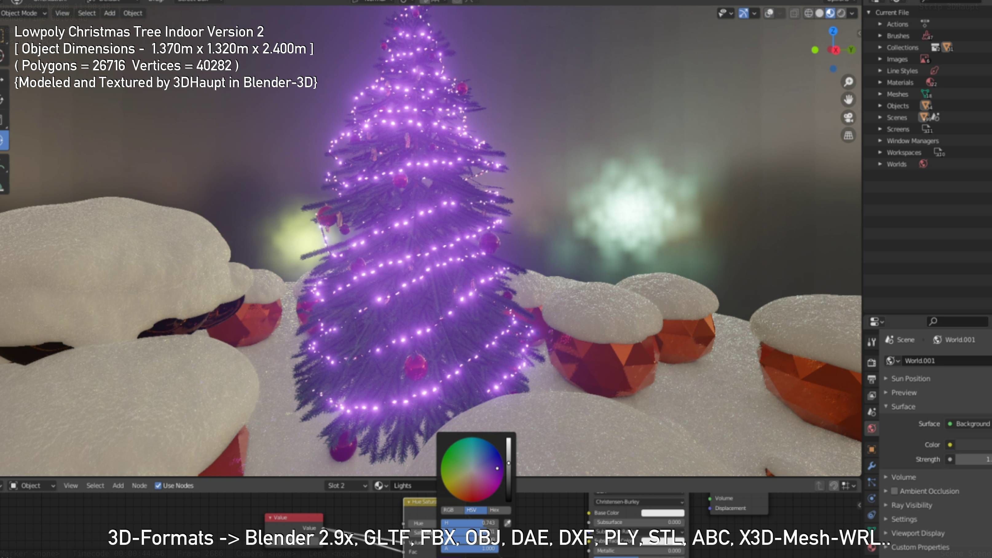 Lowpoly Christmas Tree Indoor Version Low-poly 3D model_89
