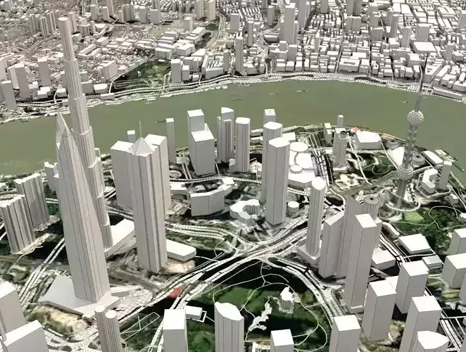  Cityscape Shanghai China 3D model