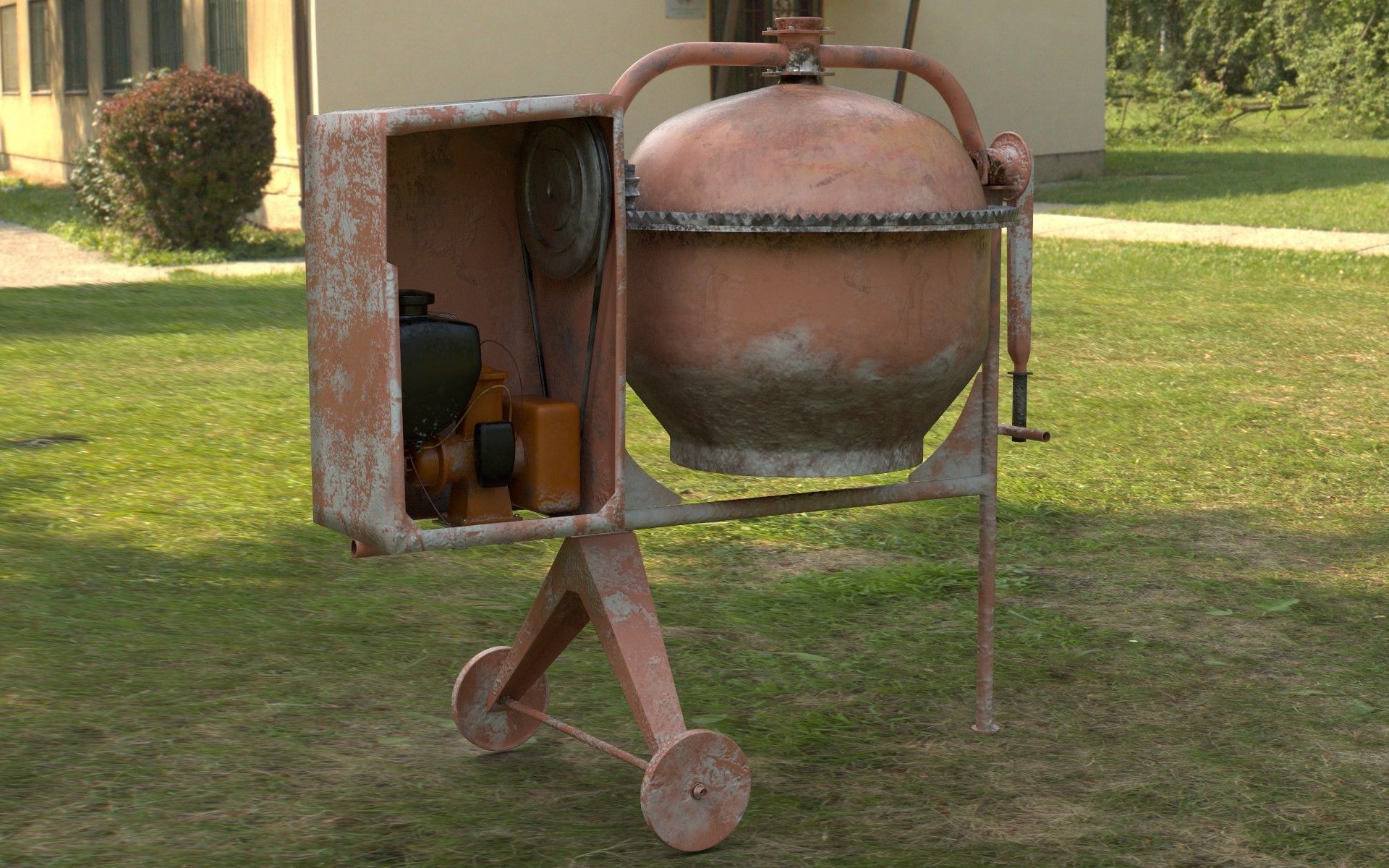 Worn Concrete Mixer High Poly 3D model_6