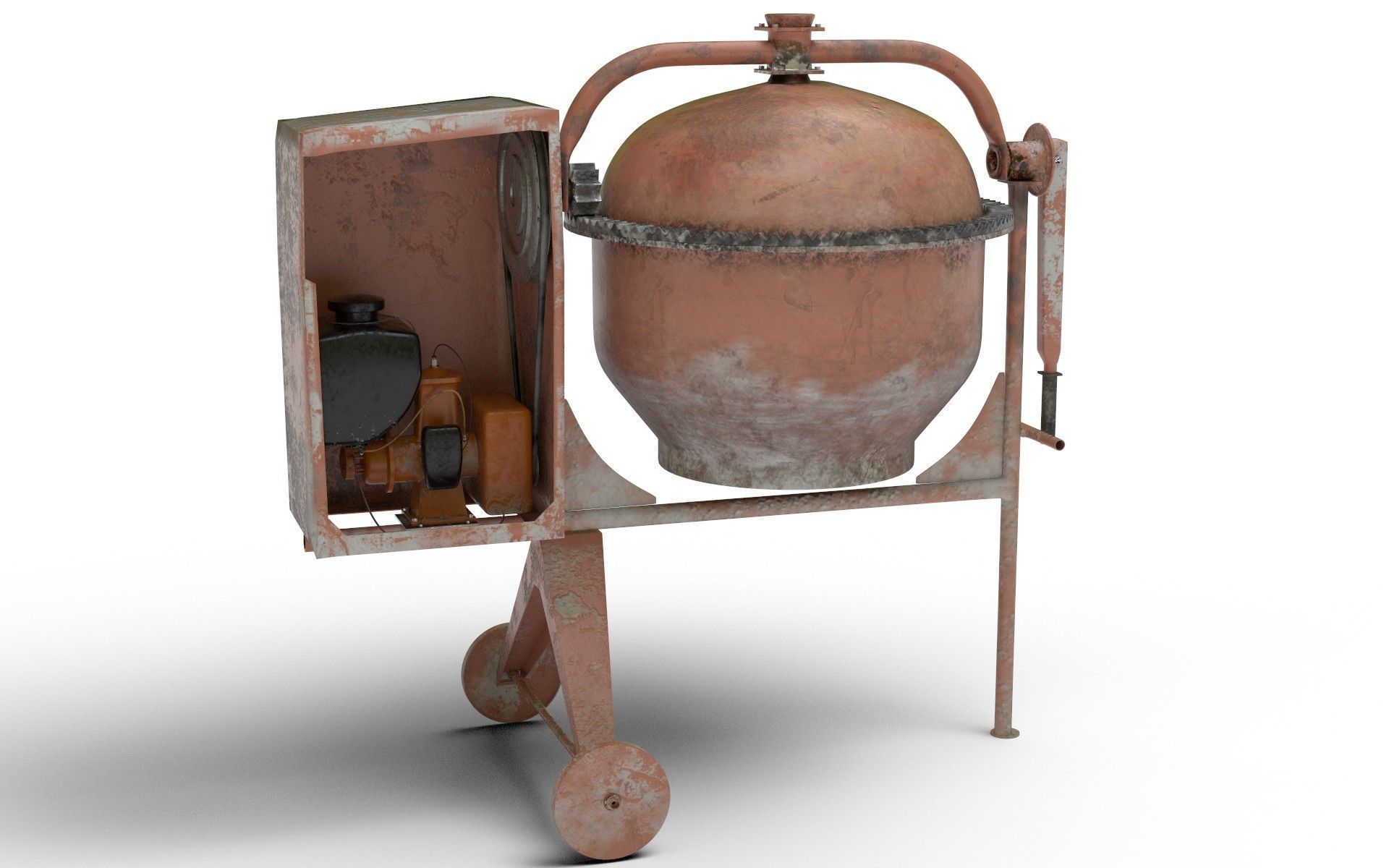 Worn Concrete Mixer High Poly 3D model_1