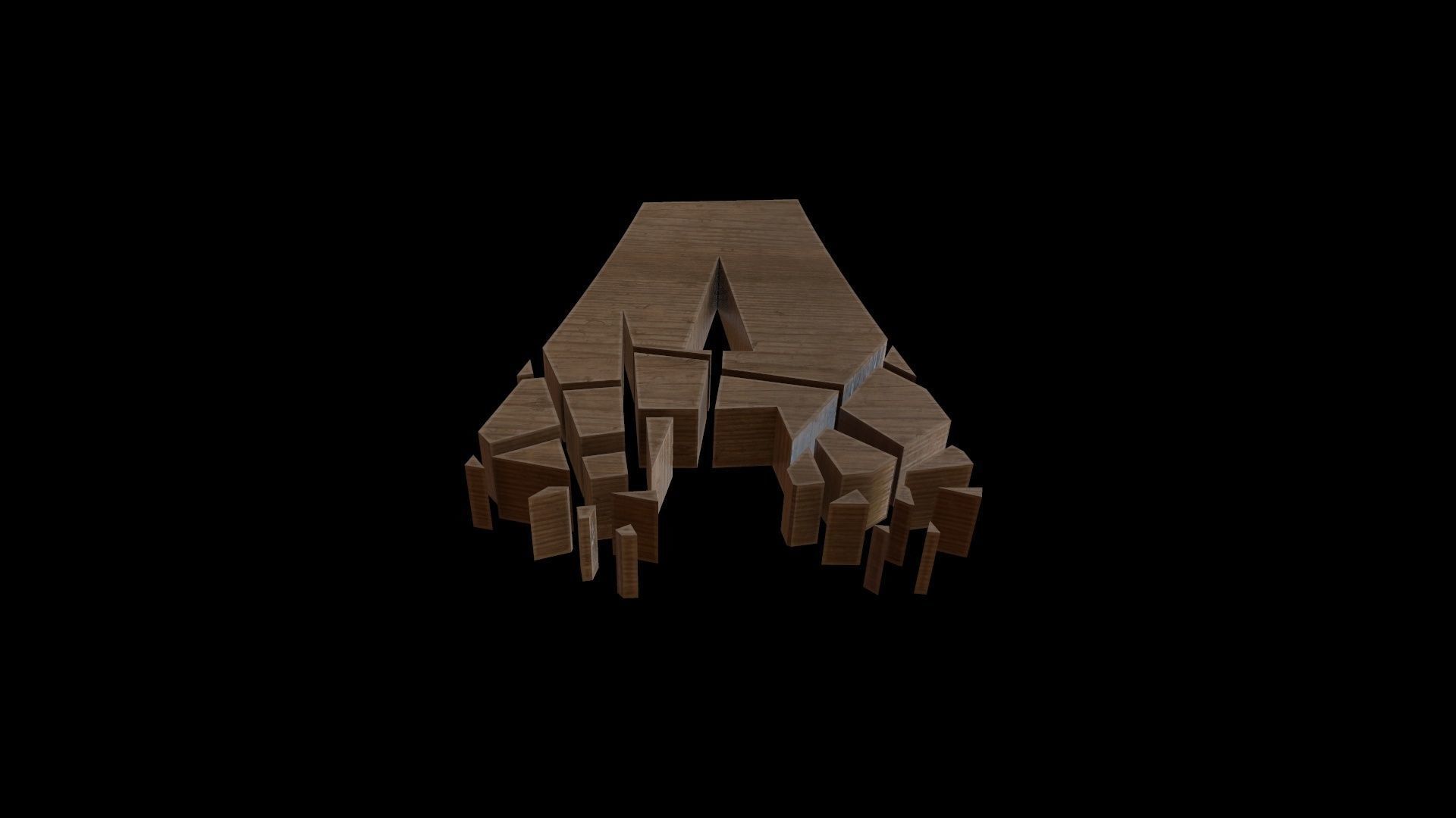 FONT-073 Letter A Low-poly 3D model_3