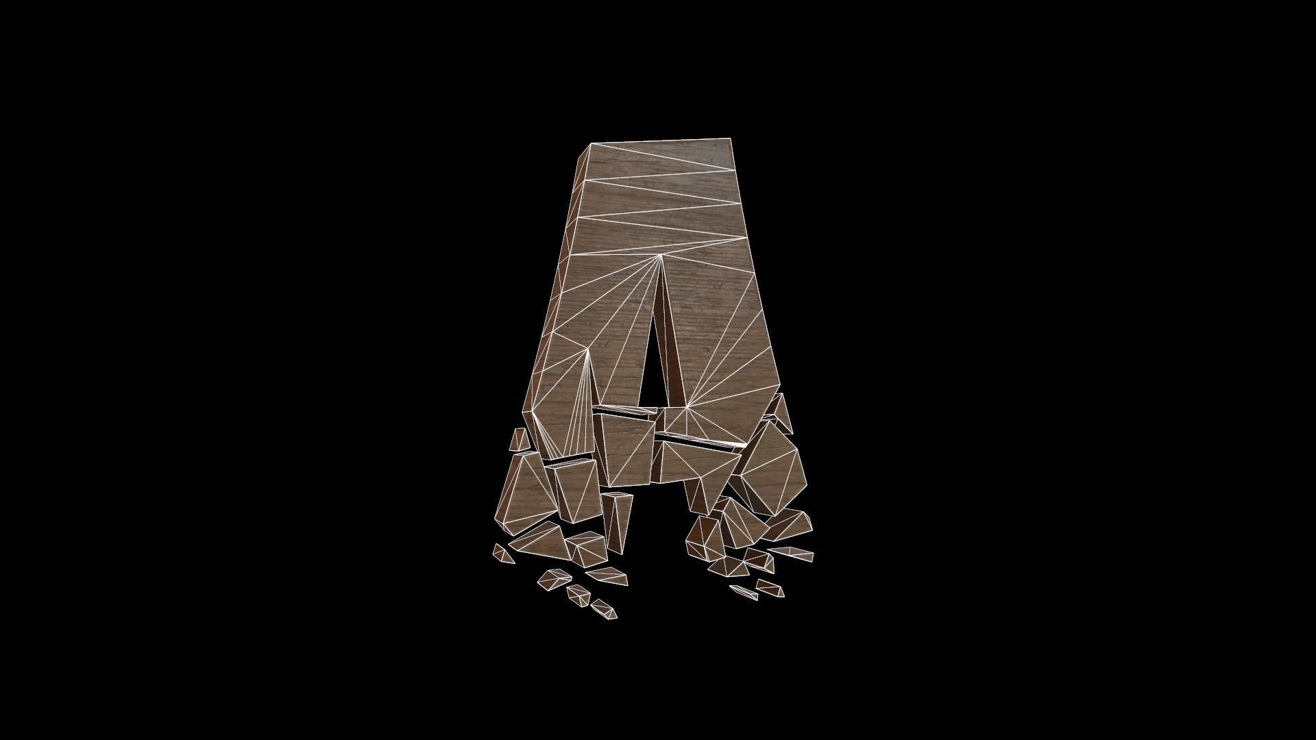 FONT-073 Letter A Low-poly 3D model_2