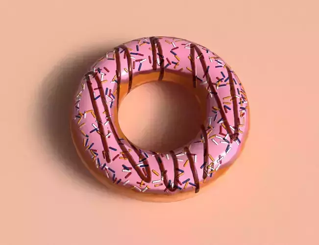 Donut with red white blue and yellow sprinkles and caramel glaze