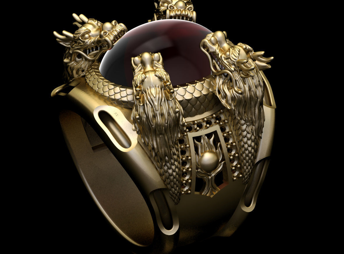 DRAGON FOUR RING  3D print model_1