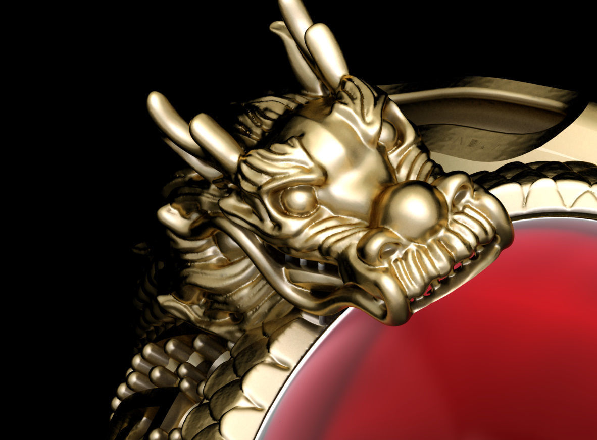 DRAGON FOUR RING  3D print model_2