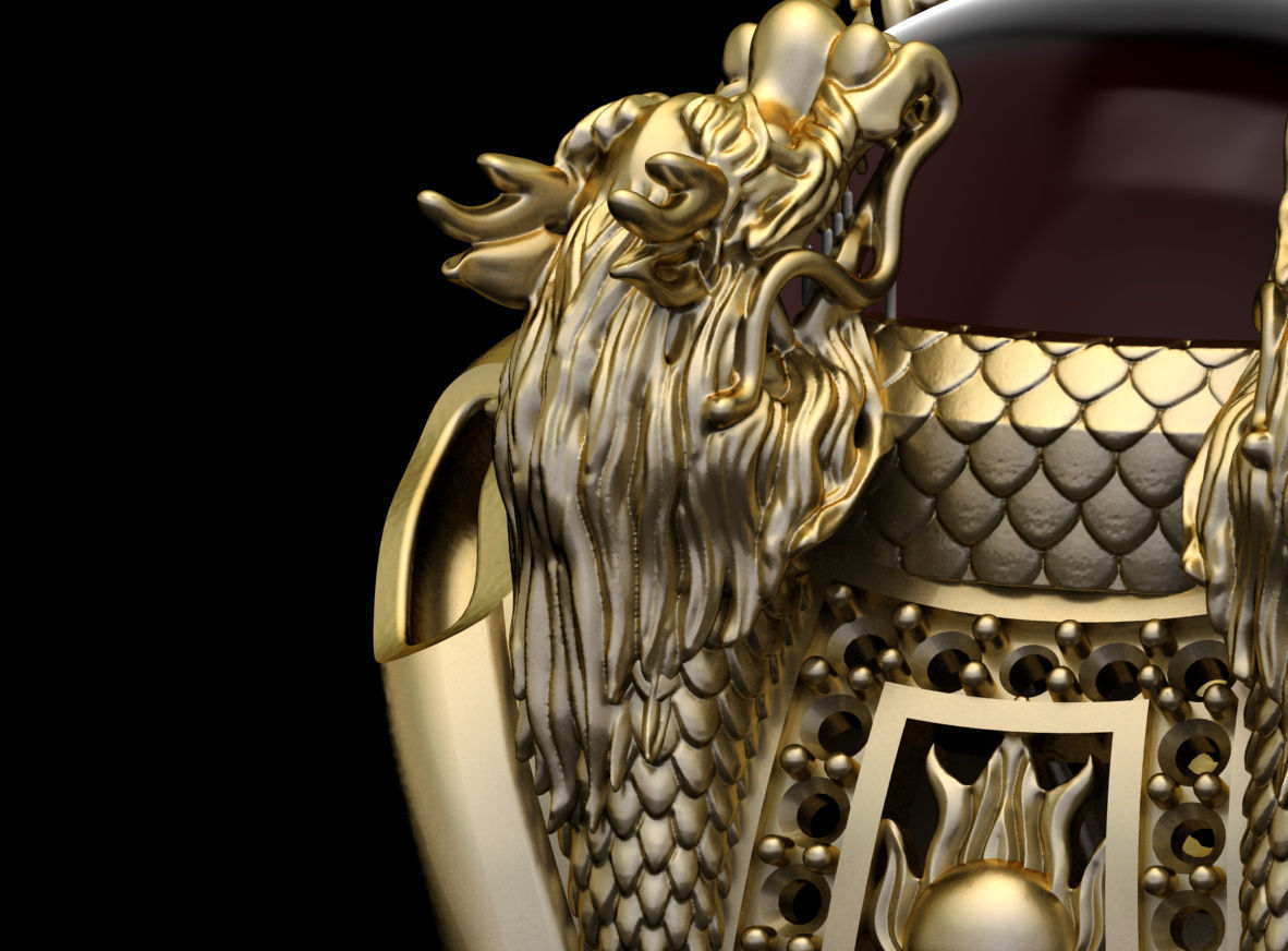 DRAGON FOUR RING  3D print model_3