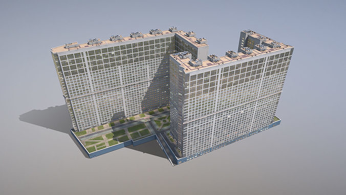 MSK Building 23 airbus Low-poly 3D model 5