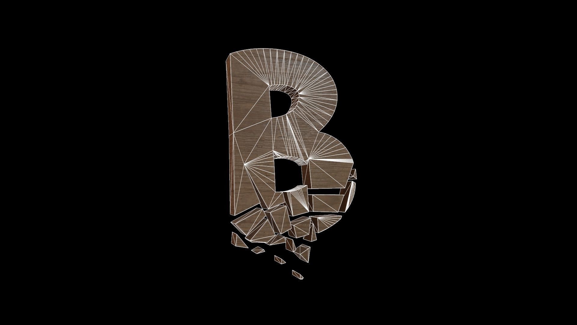 FONT-074 Letter B Low-poly 3D model_2