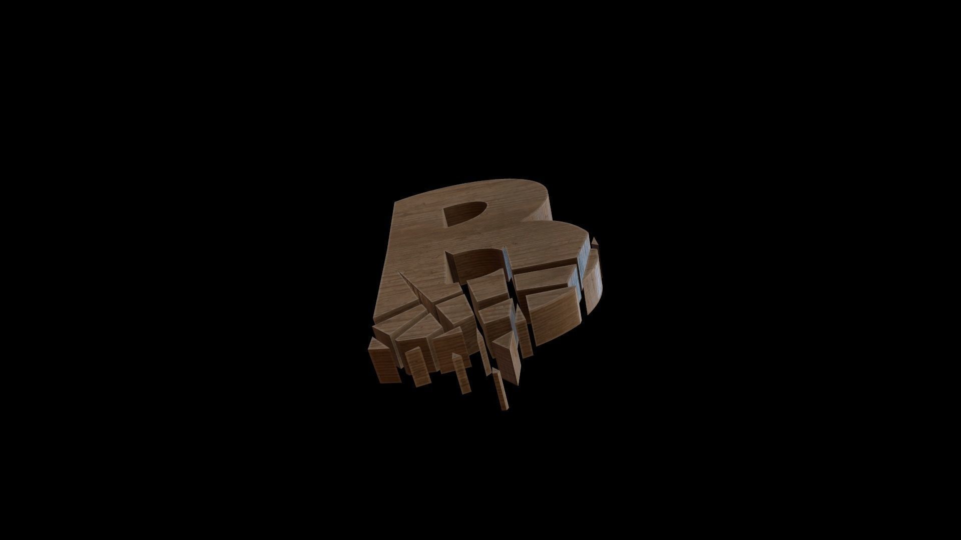 FONT-074 Letter B Low-poly 3D model_3