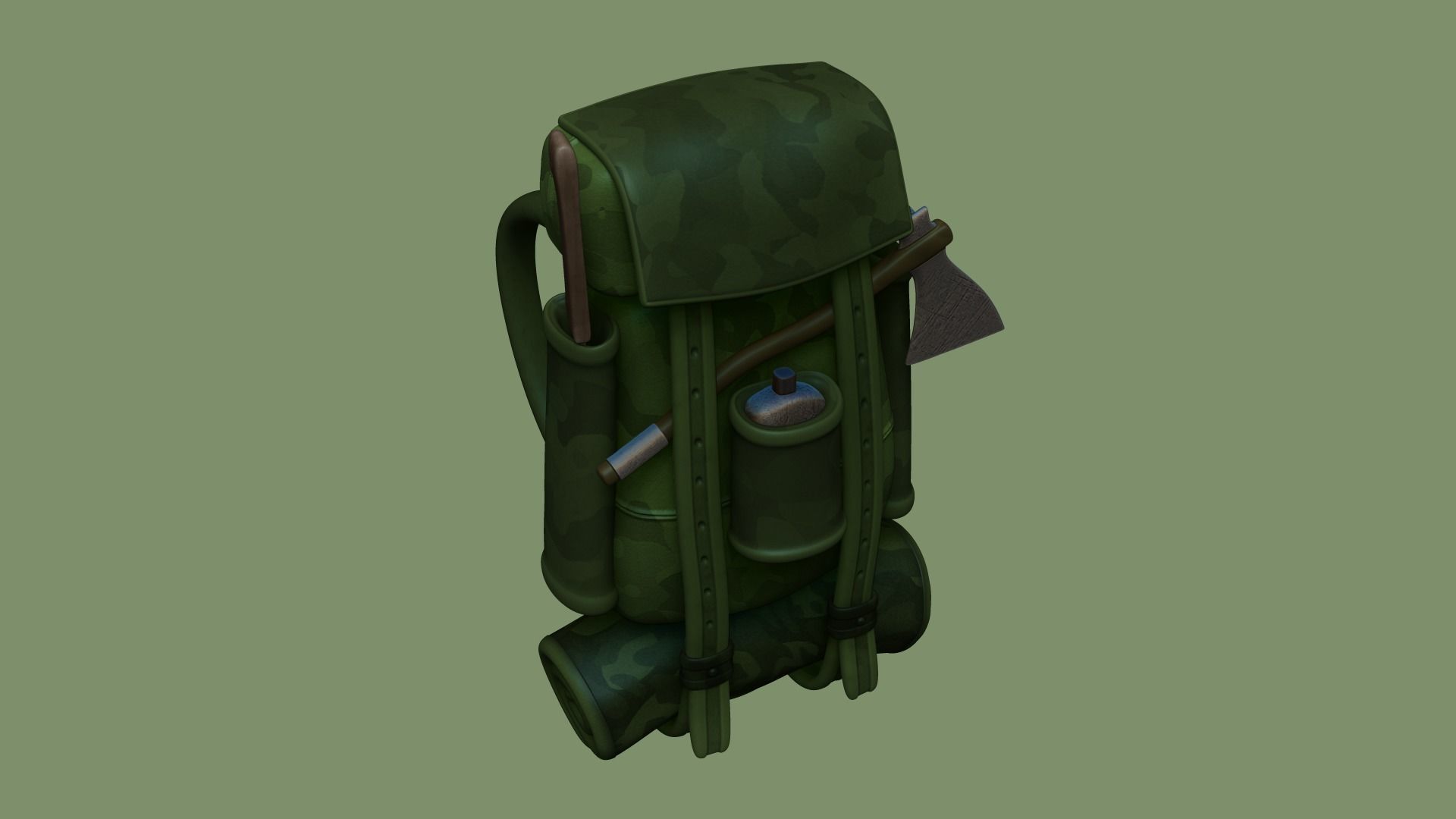 Forest Camouflage Backpack - Character Military Low-poly 3D model_5