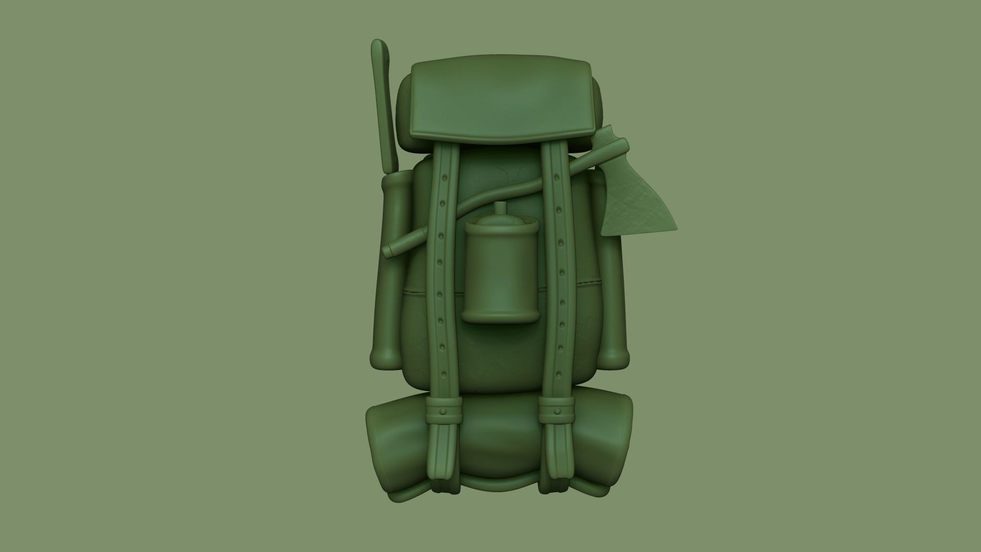 Forest Camouflage Backpack - Character Military Low-poly 3D model_8