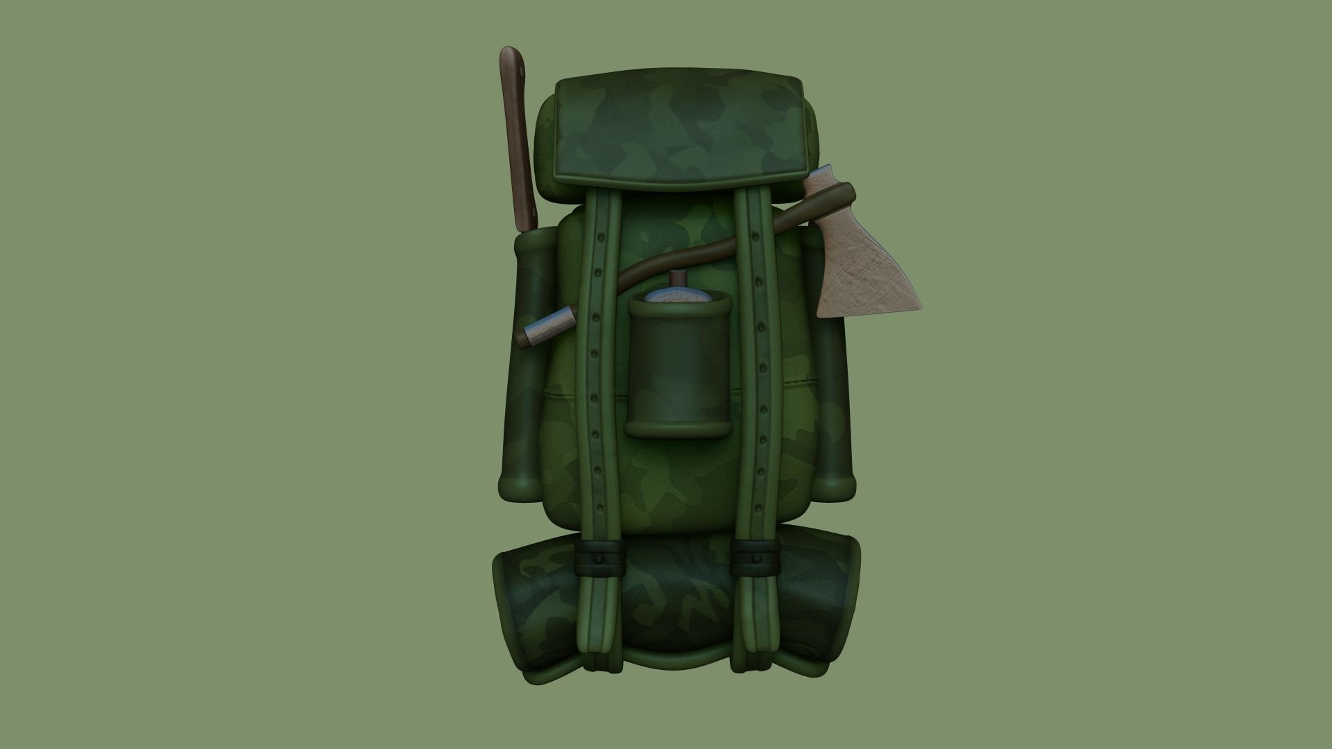 Forest Camouflage Backpack - Character Military Low-poly 3D model_1