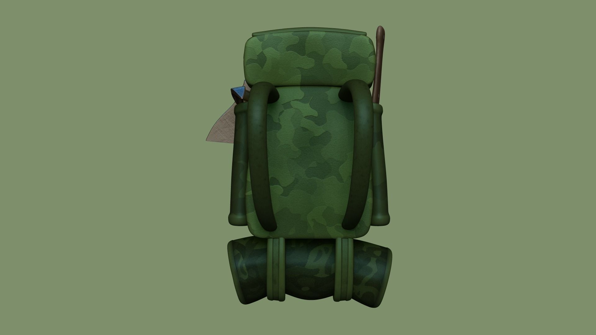 Forest Camouflage Backpack - Character Military Low-poly 3D model_4