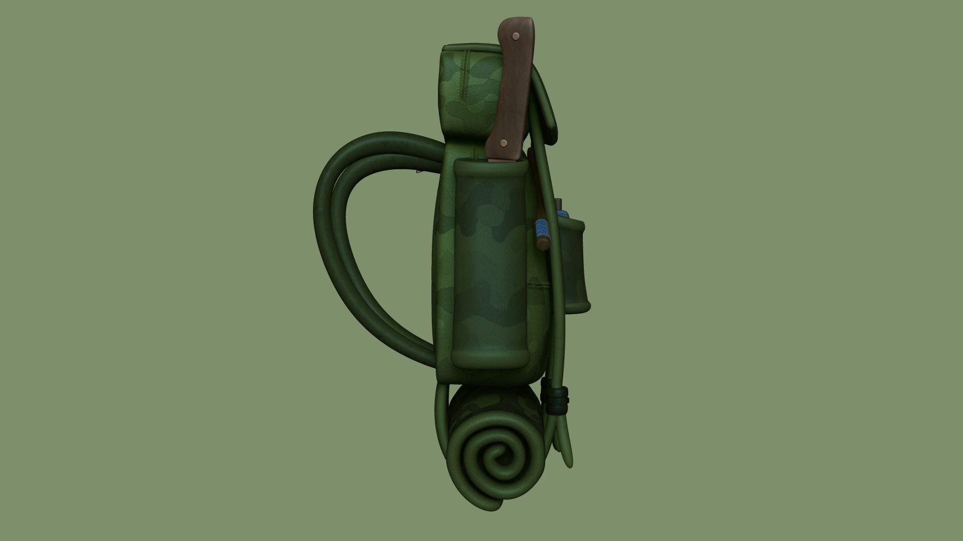 Forest Camouflage Backpack - Character Military Low-poly 3D model_2