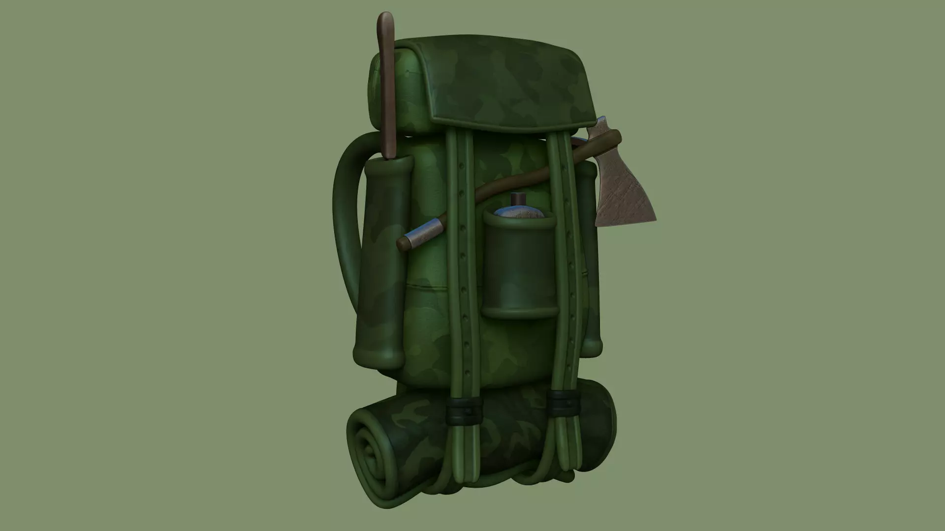 Forest Camouflage Backpack - Character Military Low-poly 3D model_0
