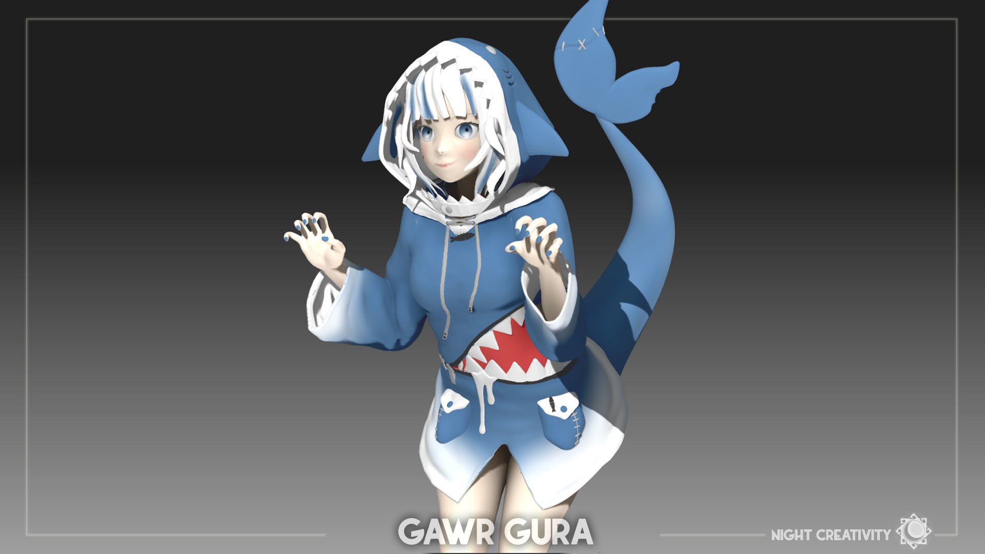 GAWR GURA ANIME FIGURE  3D print model_6