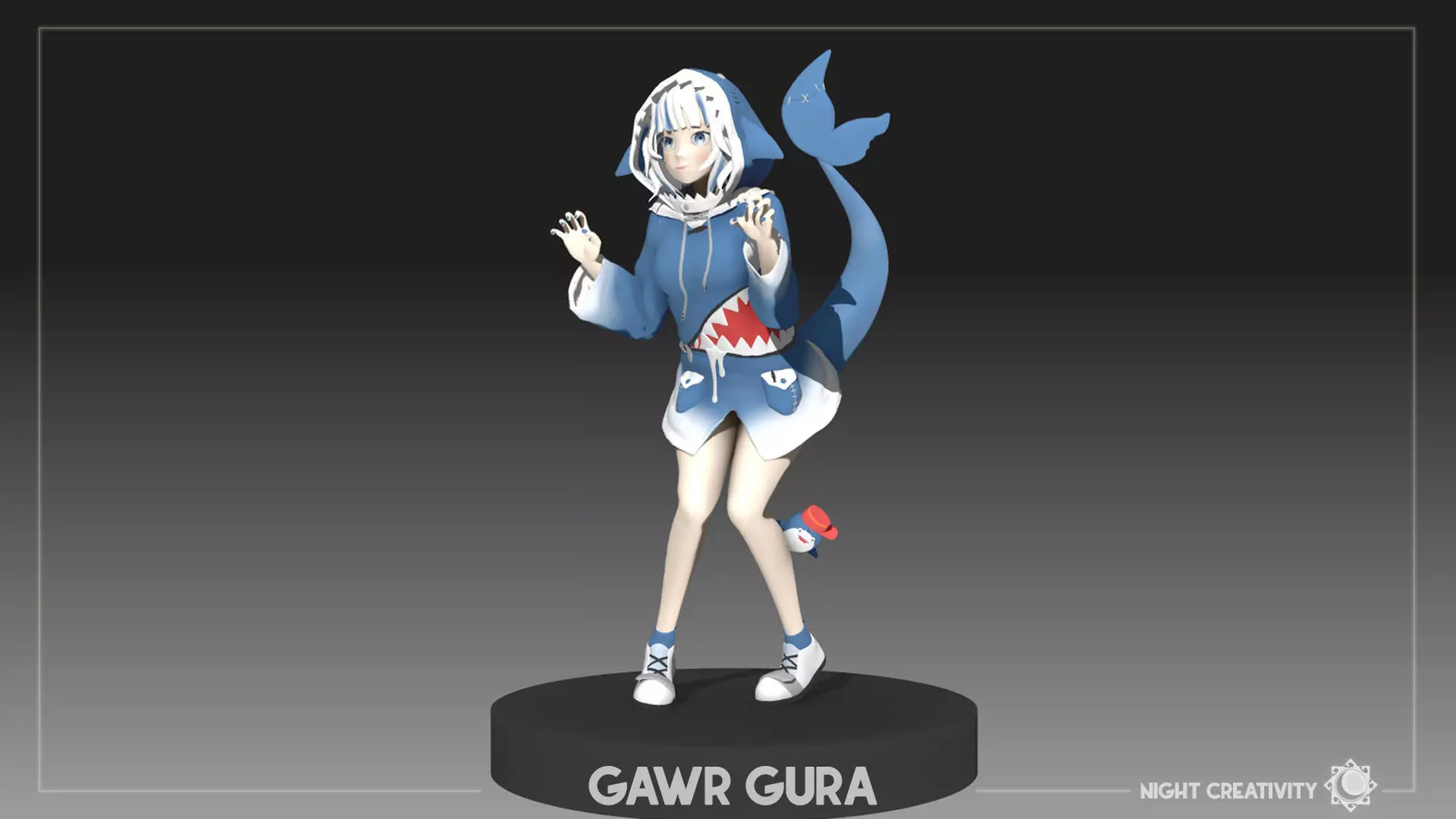 GAWR GURA ANIME FIGURE  3D print model_0