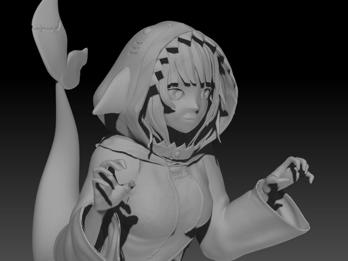 GAWR GURA ANIME FIGURE  3D print model_2
