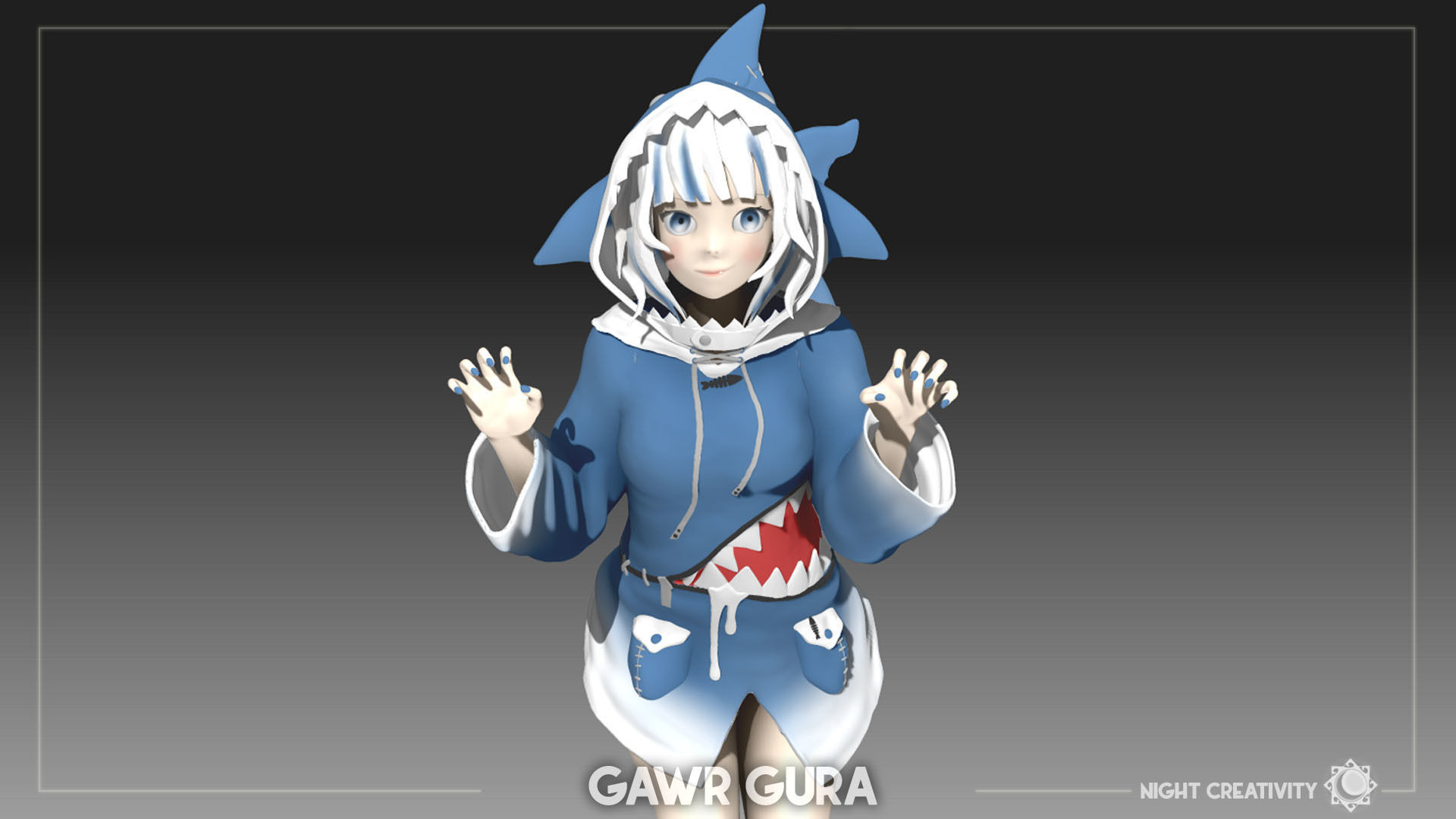 GAWR GURA ANIME FIGURE  3D print model_3