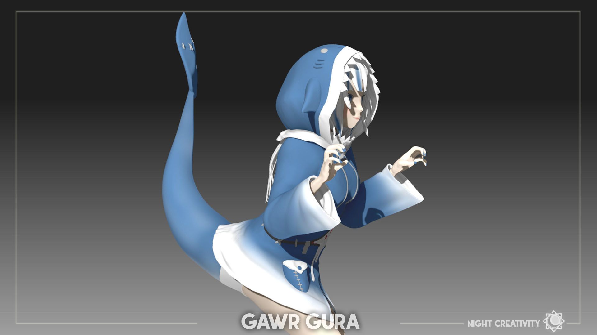 GAWR GURA ANIME FIGURE  3D print model_4
