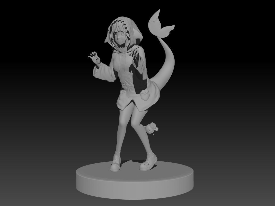 GAWR GURA ANIME FIGURE  3D print model_1