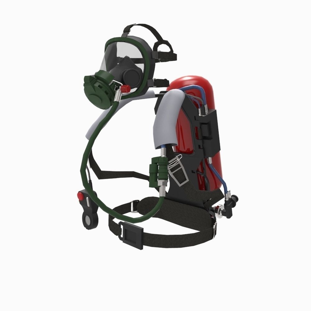 Breather - SCBA - Breathing Apparatus Low-poly 3D model_4
