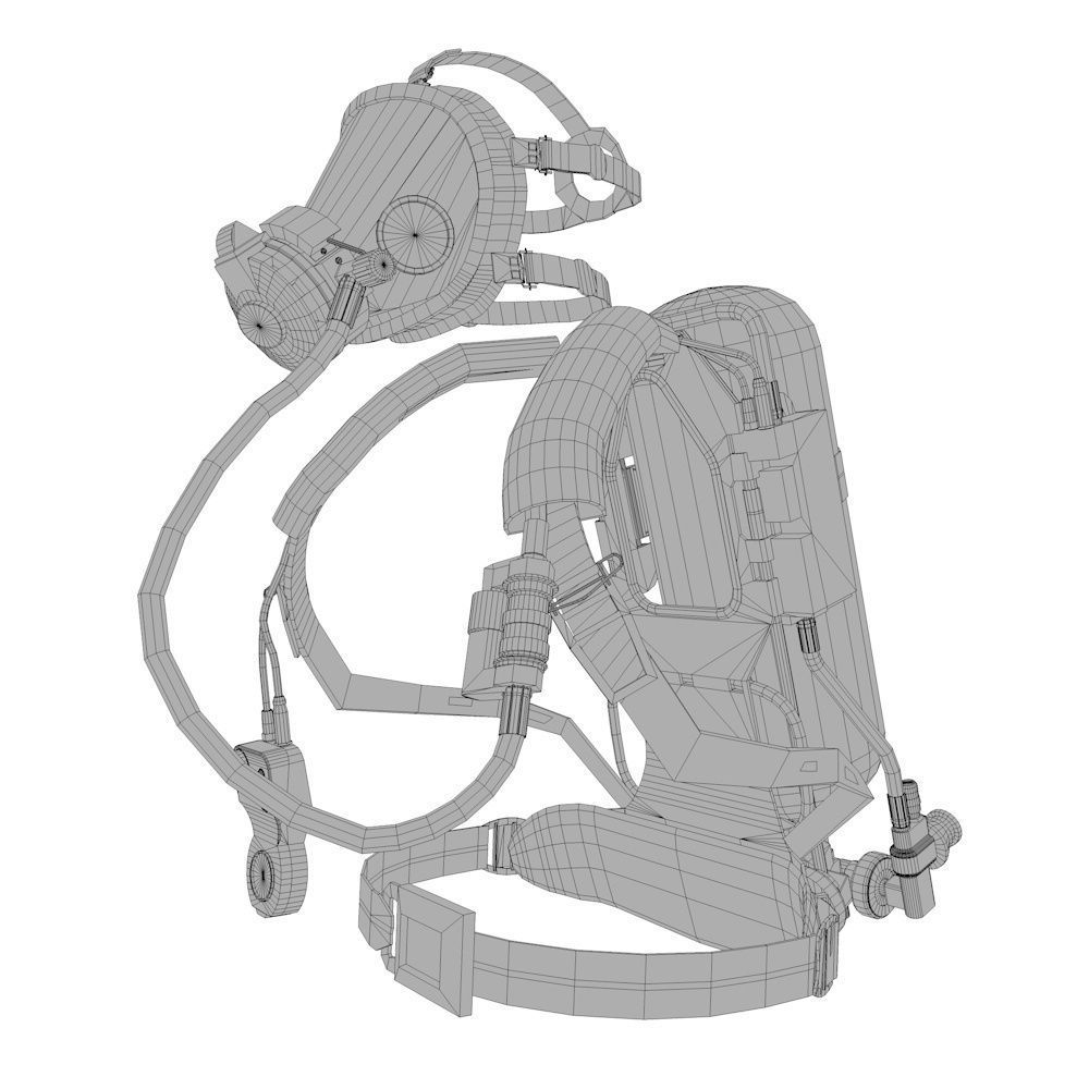 Breather - SCBA - Breathing Apparatus Low-poly 3D model_8