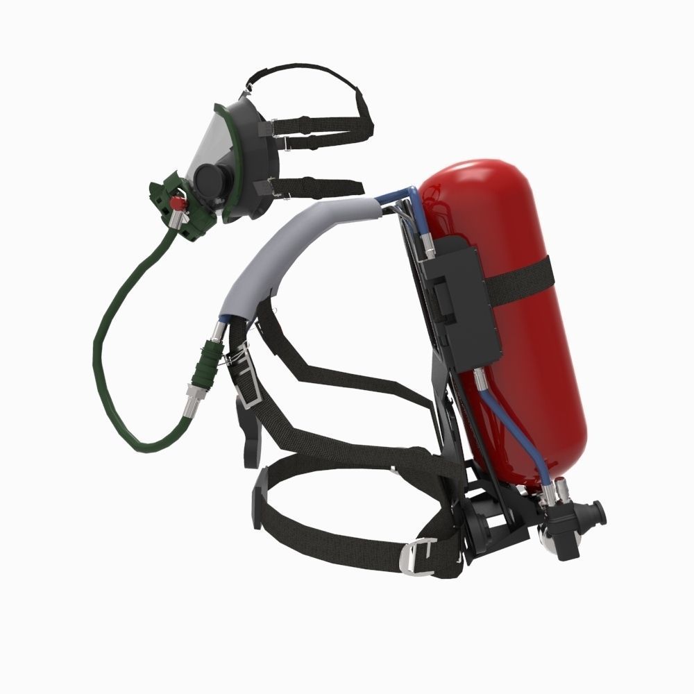 Breather - SCBA - Breathing Apparatus Low-poly 3D model_6