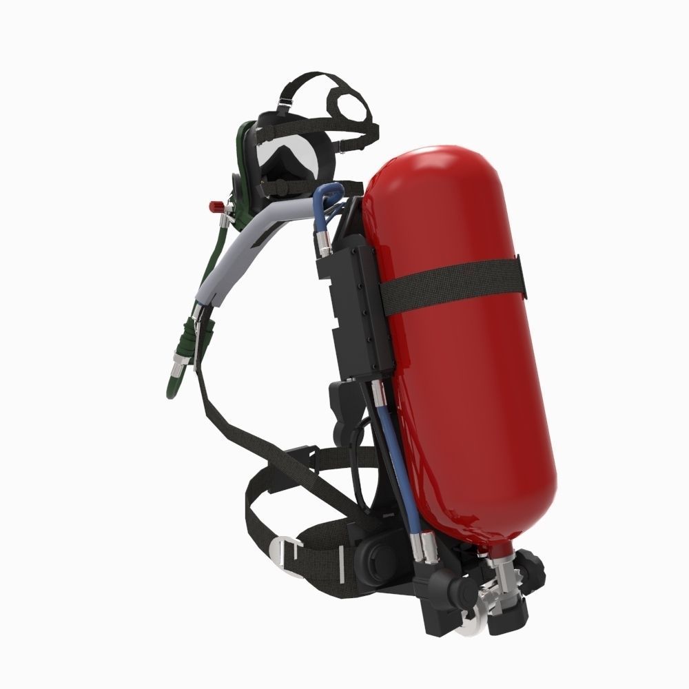 Breather - SCBA - Breathing Apparatus Low-poly 3D model_5