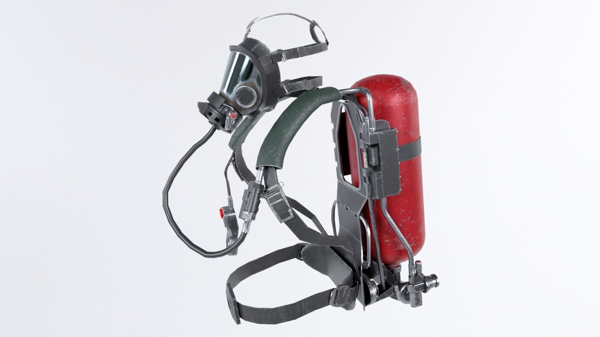 Breather - SCBA - Breathing Apparatus Low-poly 3D model_3