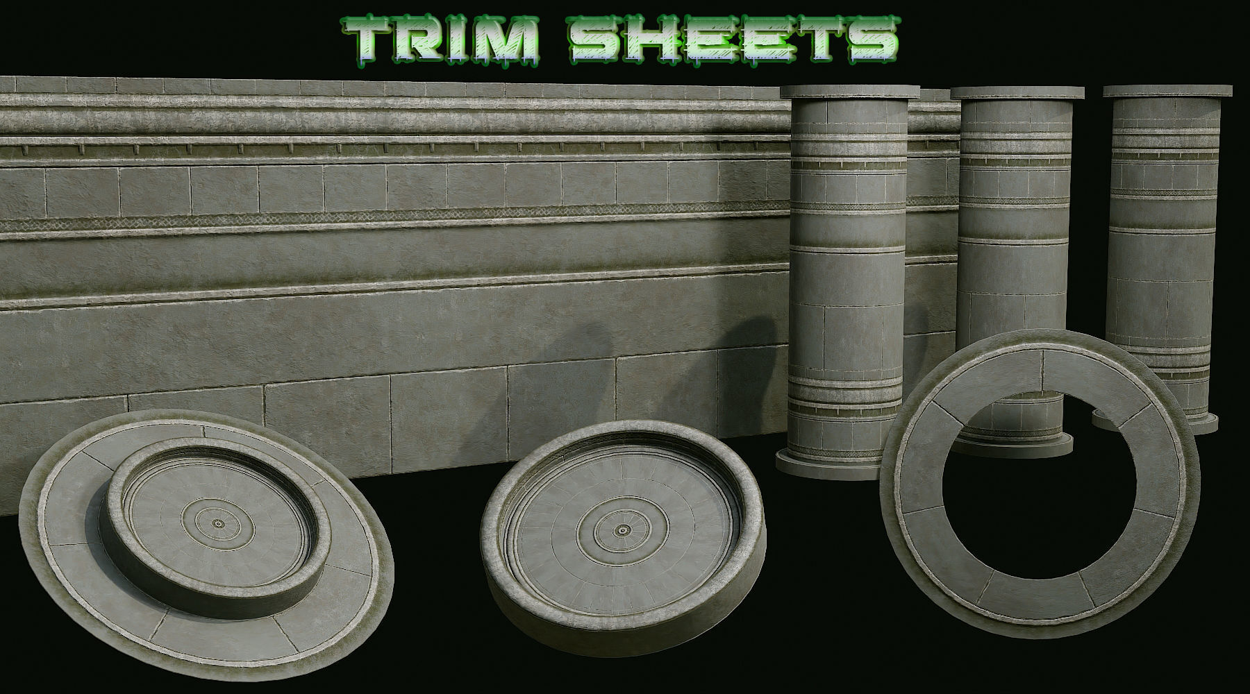 Trim Sheets Low-poly 3D model_2